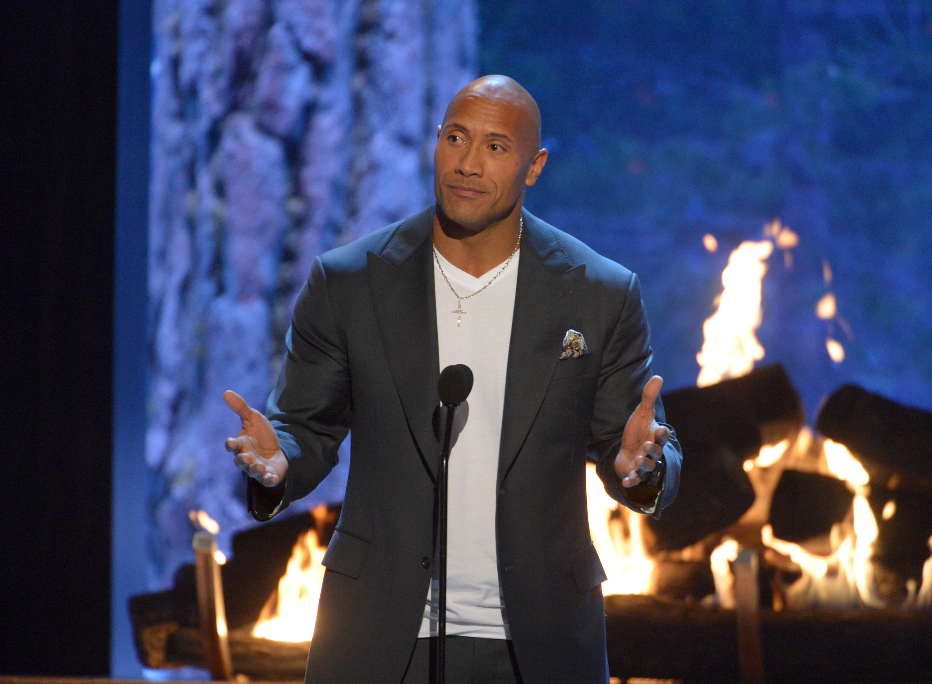 Dwayne Johnson accepts the “Hero” award at the 2015 Spike TV Guy's Choice Awards at Sony Studios on June 6, 2015, at Sony Studios in Culver City, Calif. (Phil McCarten—Invision/AP)