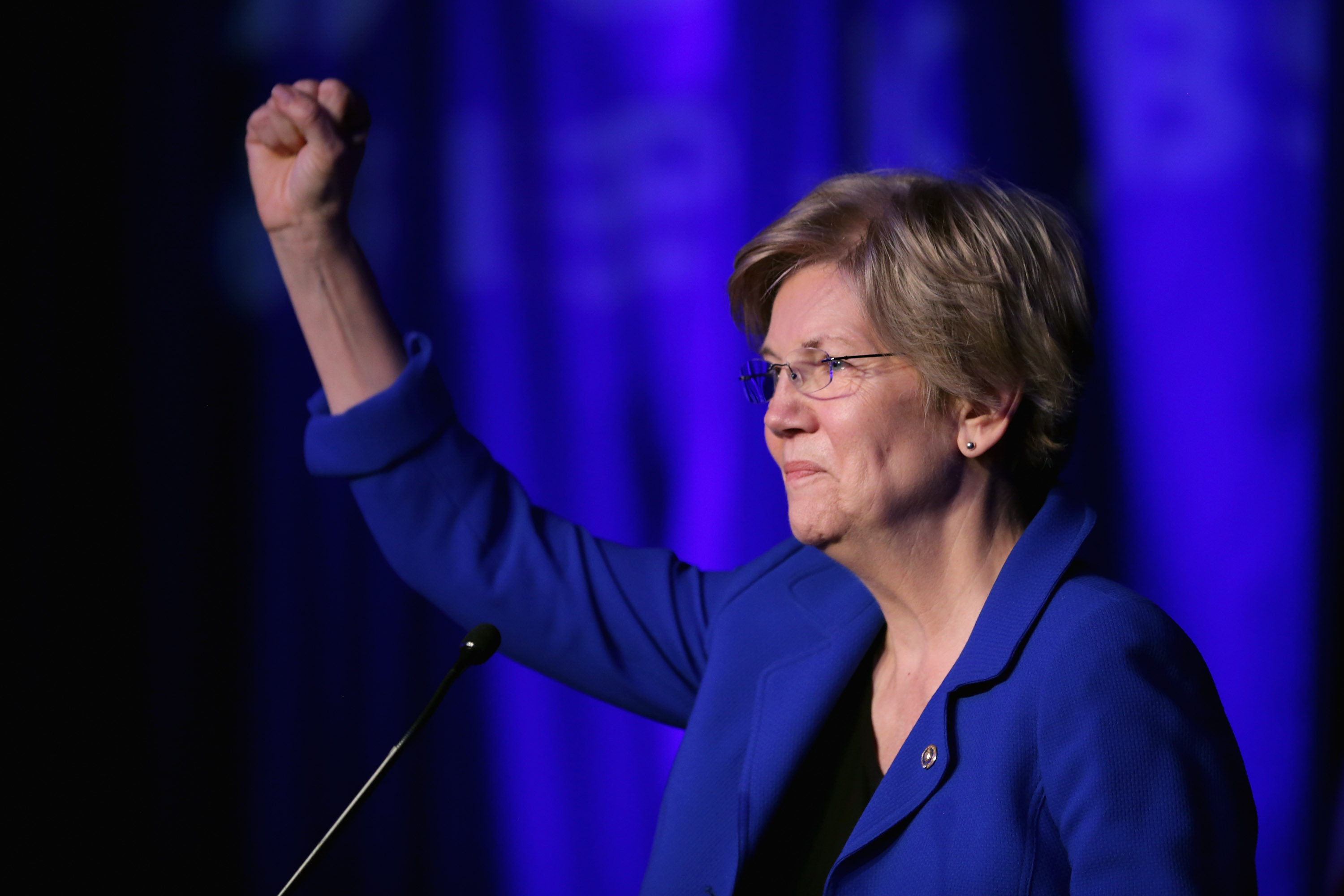 Sen. Elizabeth Warren (D-MA) delivers remarks during the Good Jobs Green Jobs National Conference on April 13, 2015 in Washington, DC. (Chip Somodevilla—Getty Images)