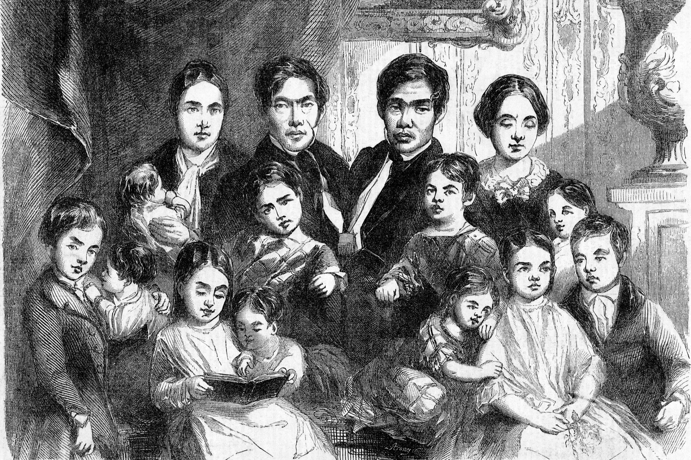 Chang and Eng With Their Families