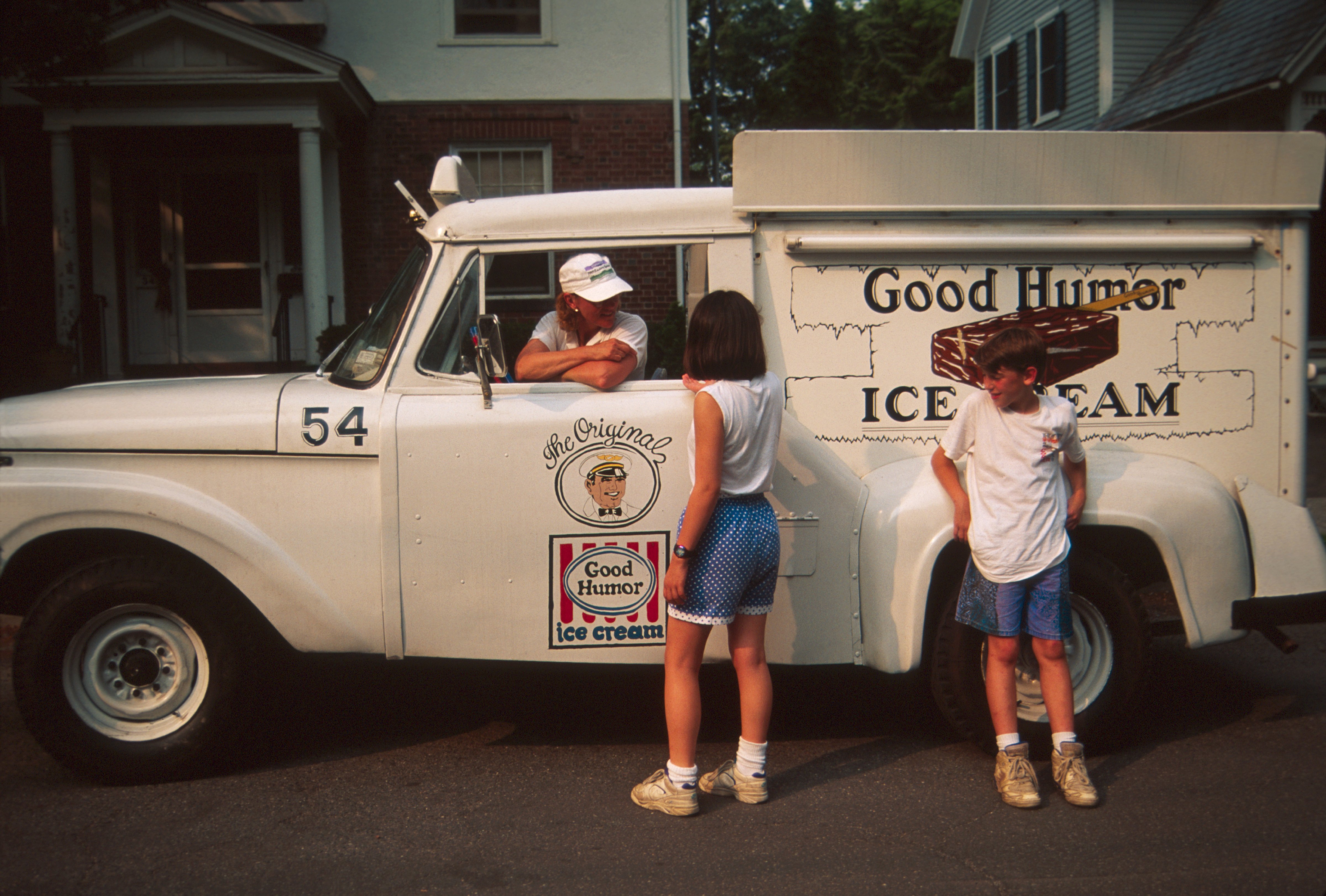 Good Humor Ice Cream Truck, Customers Talking To Driver.