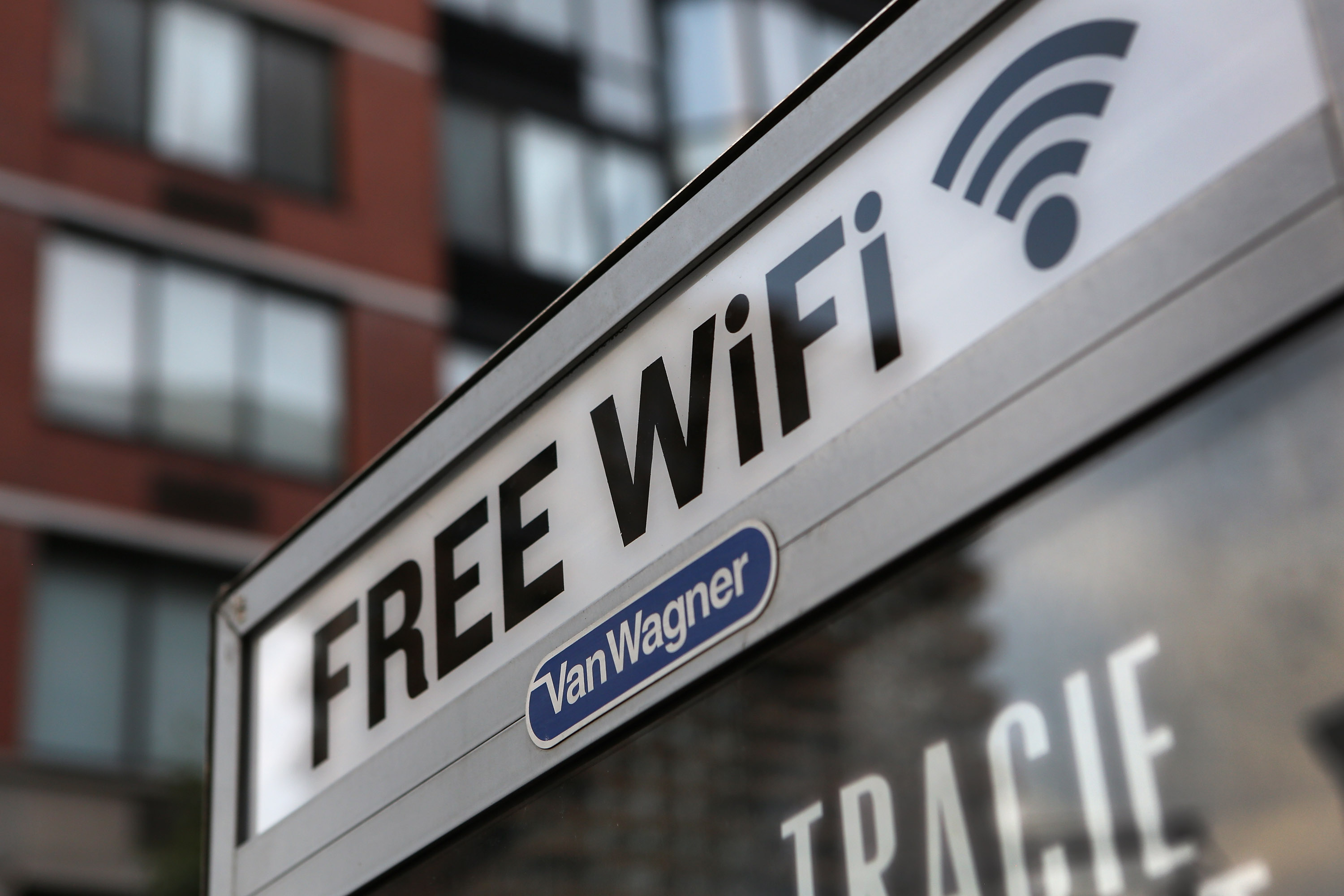 A free Wi-Fi hotspot beams broadband internet from atop a public phone booth on July 11, 2012 in Manhattan, New York City. (John Moore—Getty Images)