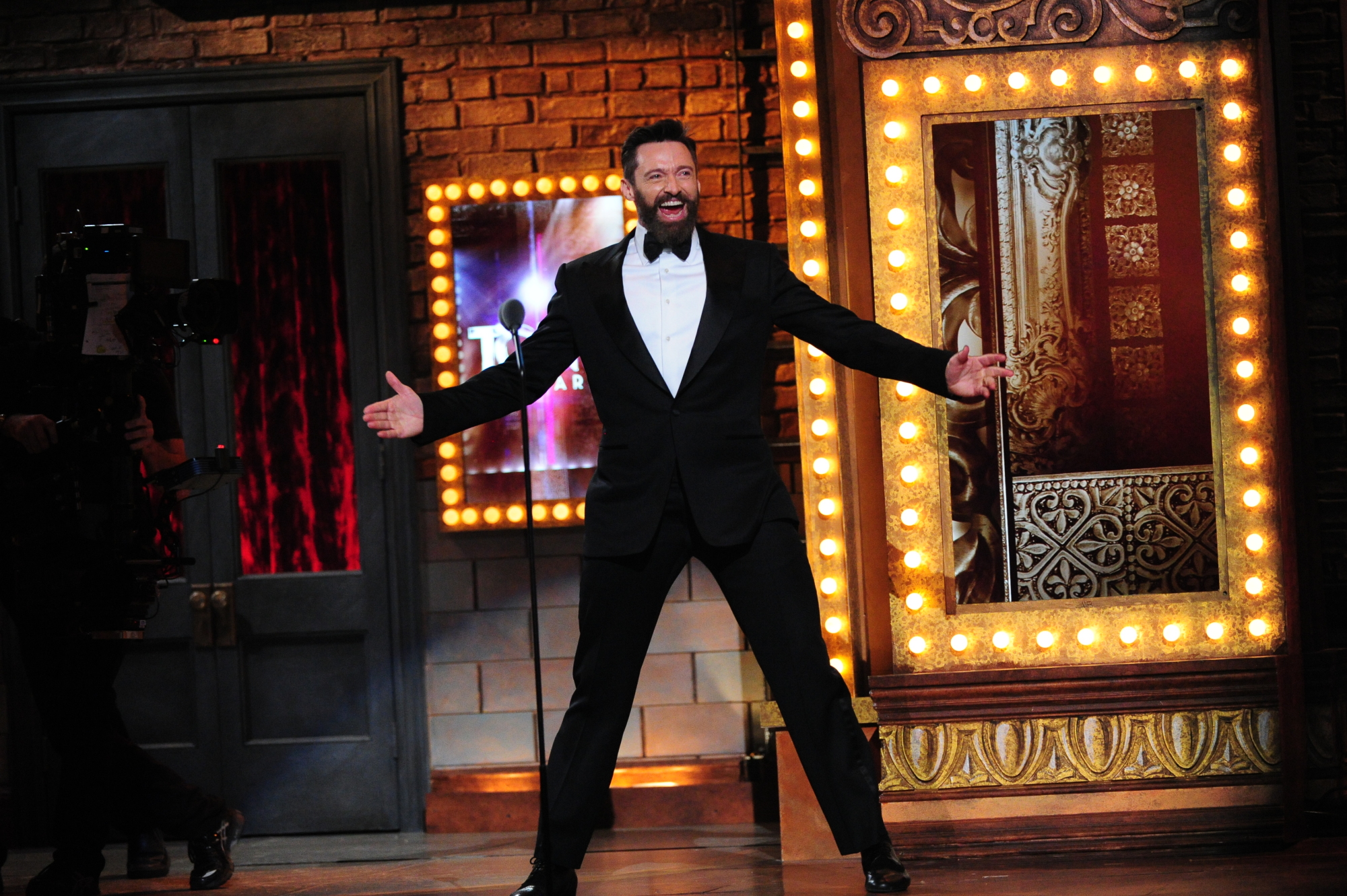 Hugh Jackman hosts the 2014 Tony Awards at Radio City Music Hall in New York. (Heather Wines—CBS/Getty Images)