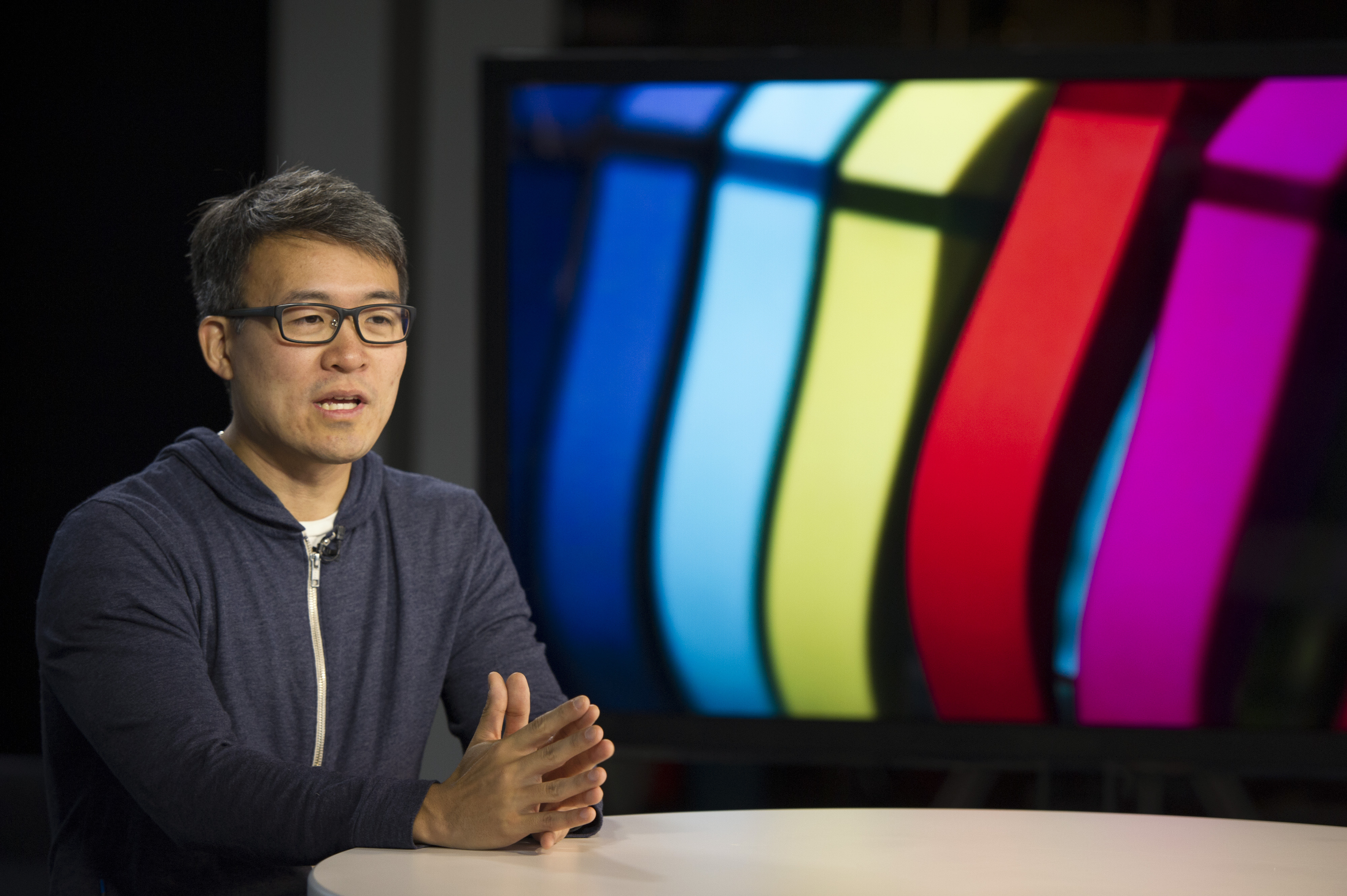 James Park, co-founder and chief executive officer of Fitbit Inc., speaks during a Bloomberg Television interview in San Francisco, California, U.S., on Friday, Aug. 22, 2014. (Bloomberg—Bloomberg via Getty Images)