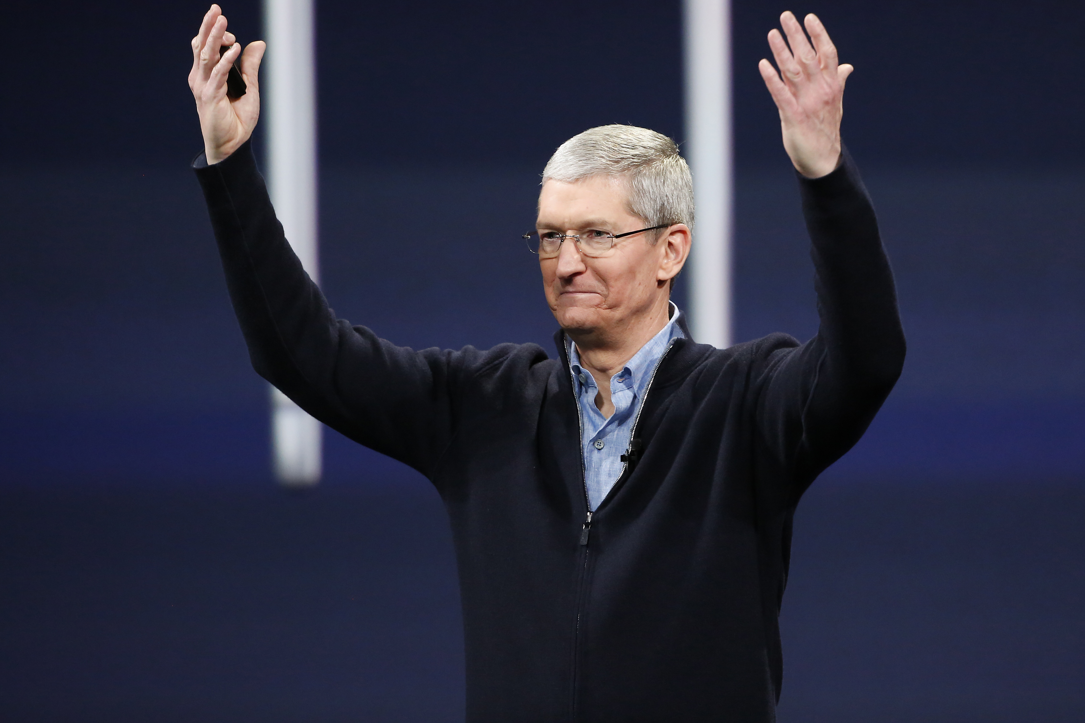 Apple CEO Tim Cook gestures on stage during an Apple special event at the Yerba Buena Center for the Arts on March 9, 2015 in San Francisco, California. (Stephen Lam&mdash;Getty Images)