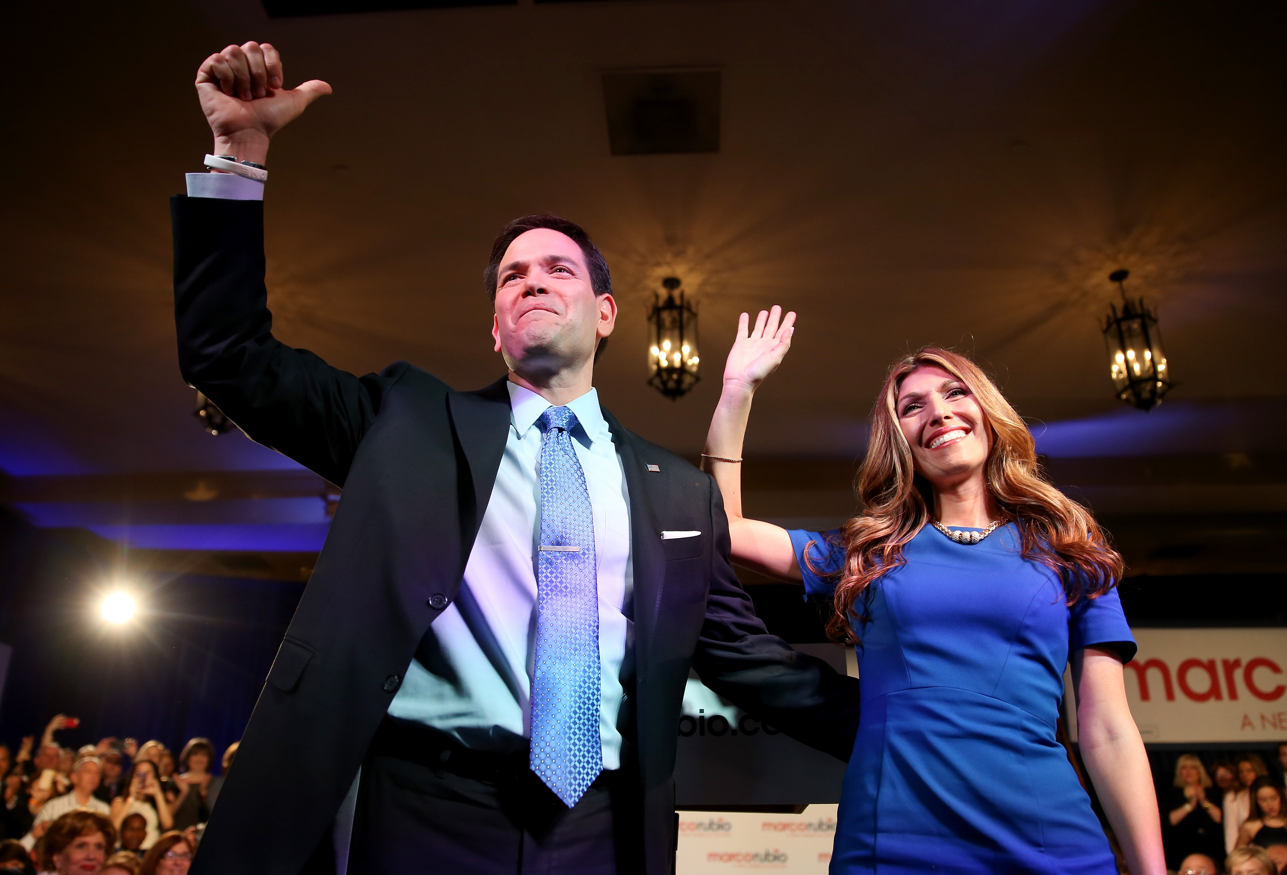 Marco Rubio and Jeanette Rubio on April 13, 2015 in Miami, Florida. (Joe Raedle&mdash;2015 Getty Images)