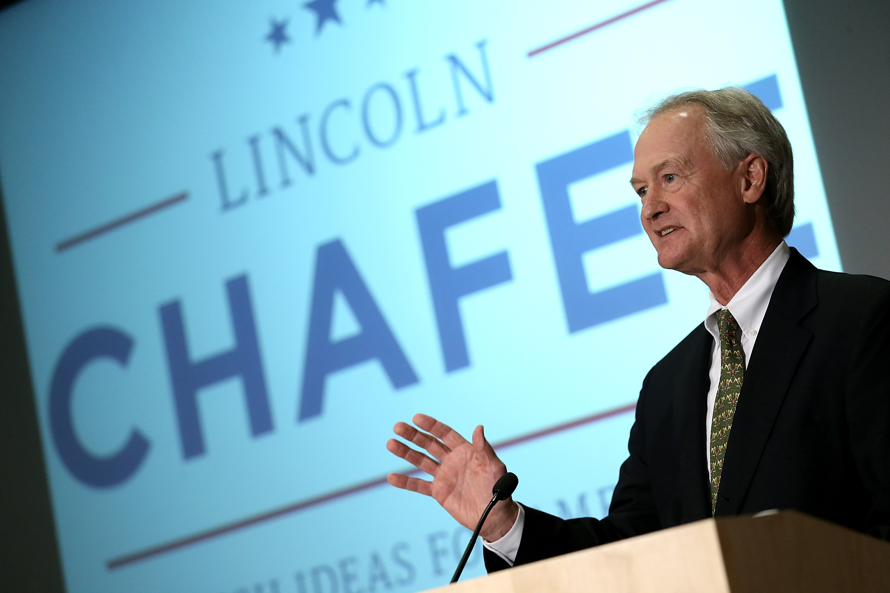 Democratic presidential candidate and former Sen. Lincoln Chafee (D-RI) announces his candidacy for the U.S. presidency at George Mason University June 3, 2015 in Arlington, Virginia. Chafee joins Hillary Clinton, Bernie Sanders and Martin O'Malley in seeking the Democratic nomination. (Win McNamee&mdash;Getty Images)
