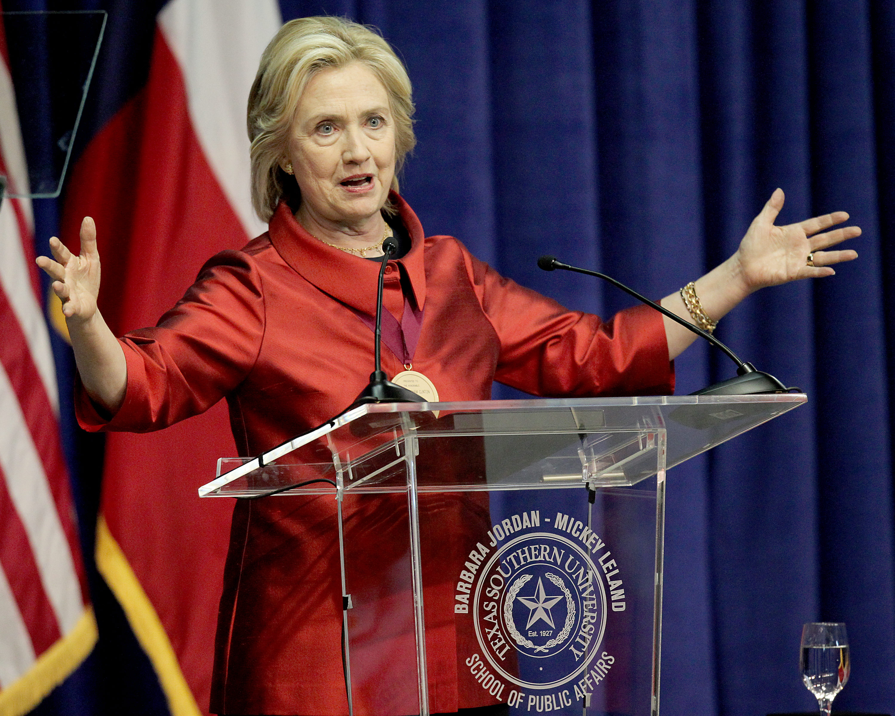 Democratic Presidential candidate Hillary Clinton speaks at the Inaugural Barbara Jordan Gold Medallion at Texas Southern University on June 4, 2015 in Houston, Texas. (Thomas Shea—Getty Images)