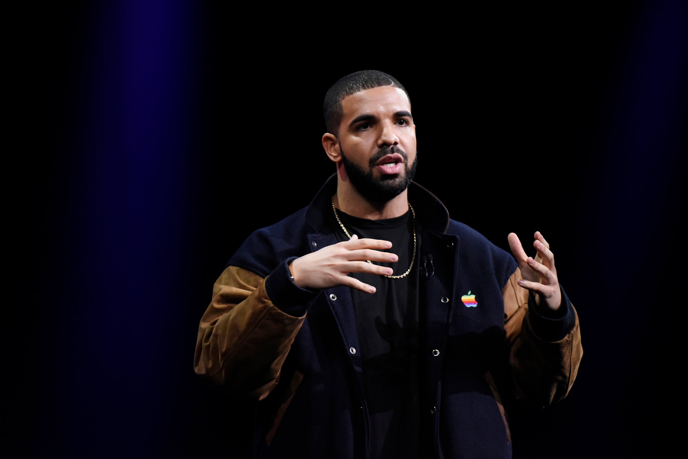 Entertainer Aubrey Drake Graham known as Drake speaks during the Apple World Wide Developers Conference (WWDC) in San Francisco, California, U.S., on Monday, June 8, 2015. Apple Inc., the maker of iPhones and iPads, will introduce software improvements for its computer and mobile devices as well as reveal new updates, including the introduction of a revamped streaming music service. Photographer: David Paul Morris/Bloomberg *** Local Caption *** Drake