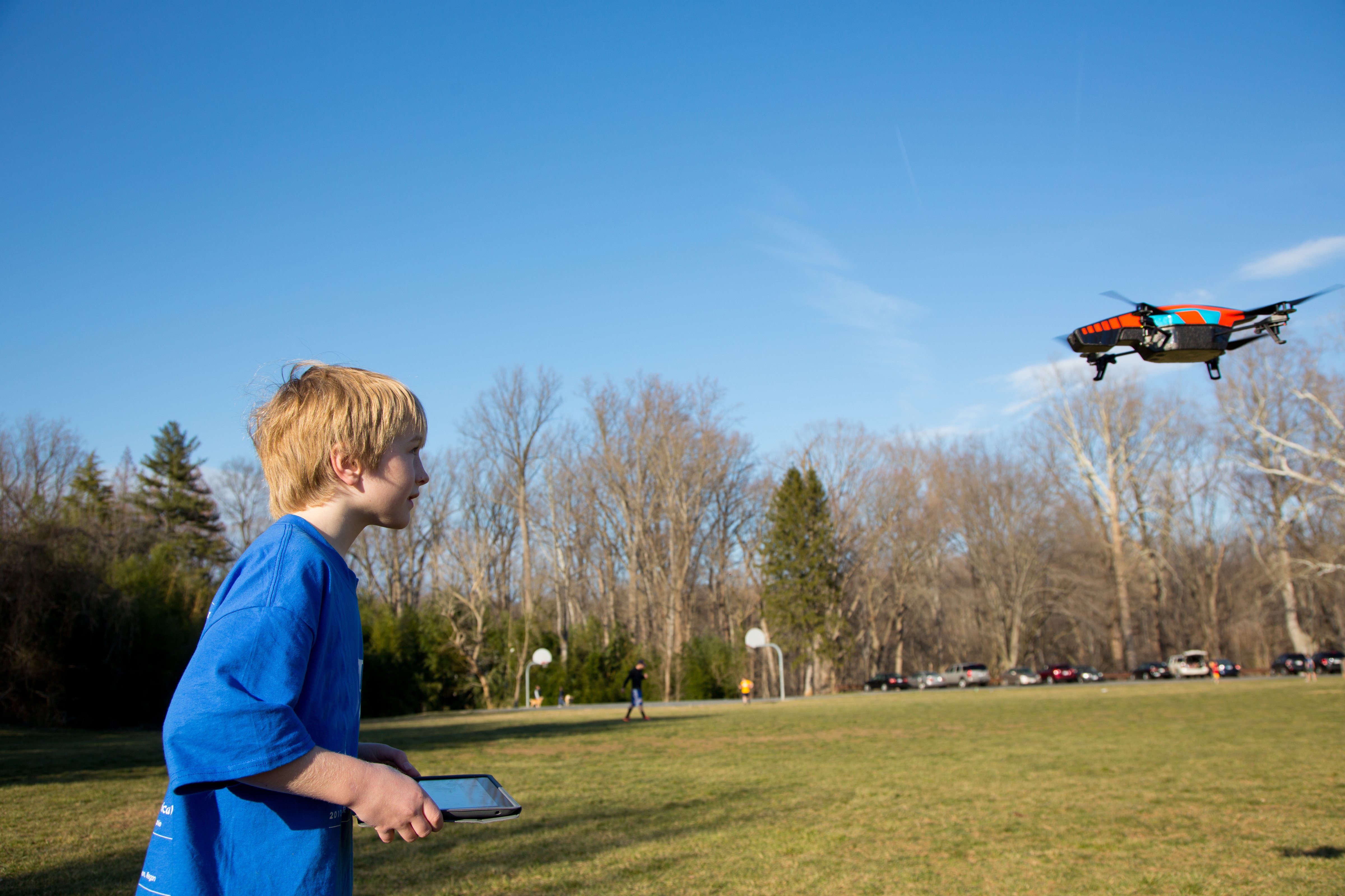 A nine year old boy flies his drone in a local park. (Skip Brown&mdash;Getty Images/National Geographic Creative)