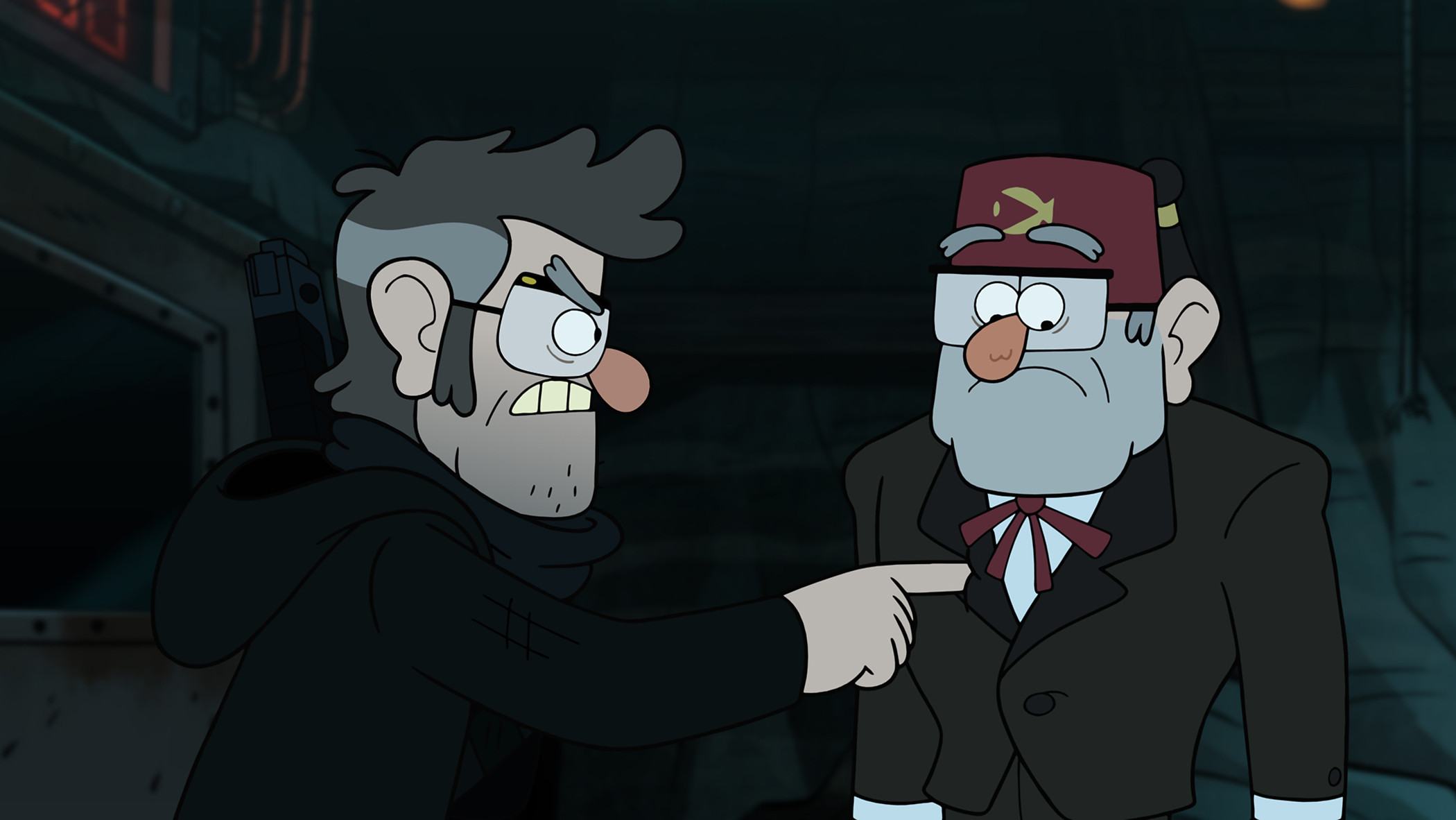 The "author" and Grunkle Stan are seen in the "A Tale of Two Stans" episode of <i>Gravity Falls</i> (Disney XD)