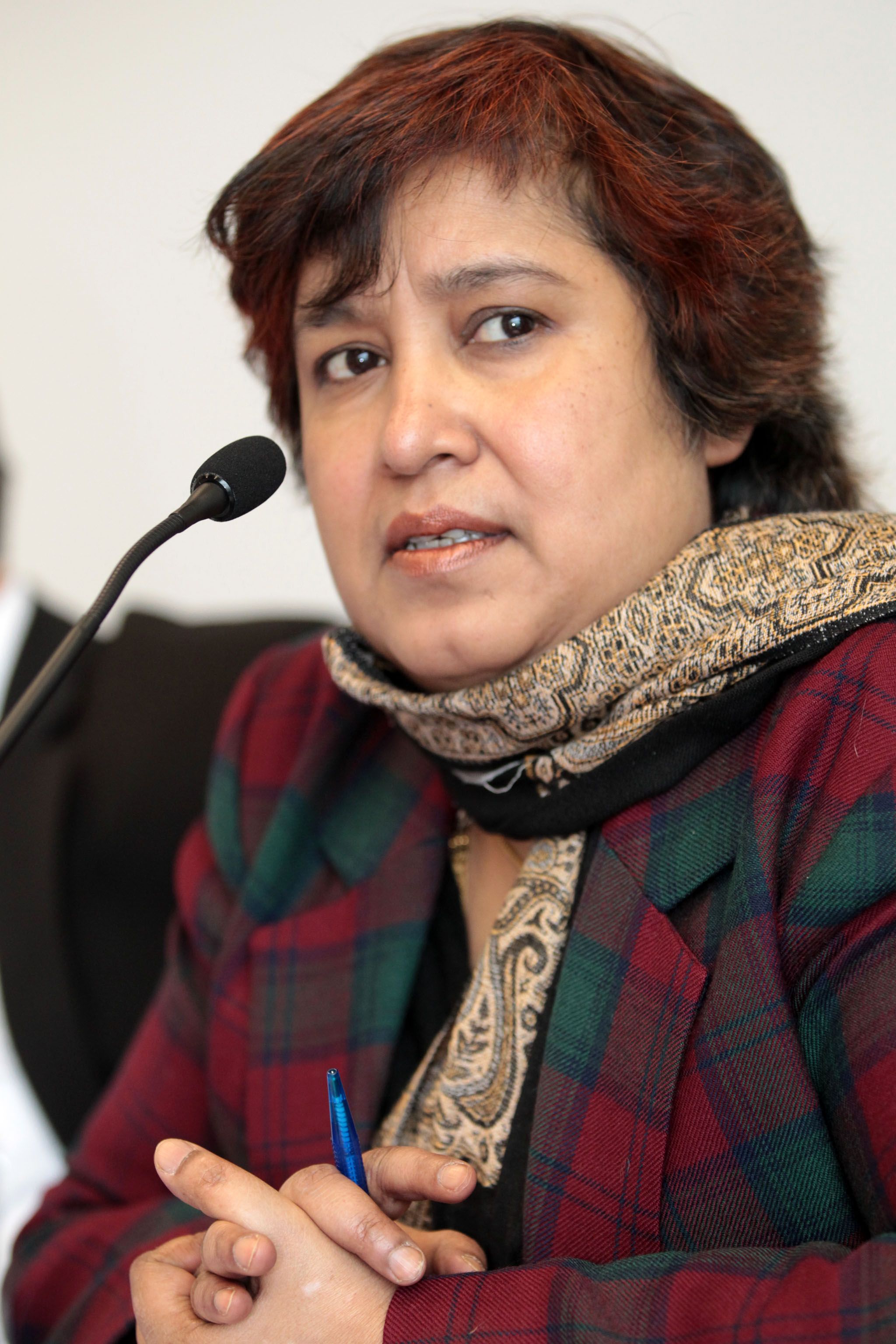Bangladeshi author Taslima Nasreen at the press conference for the honorary doctorates 2011 of UCL in Louvain-La-Neuve, Belgium, on Feb. 2, 2011 (Virgine Lefour—EPA)
