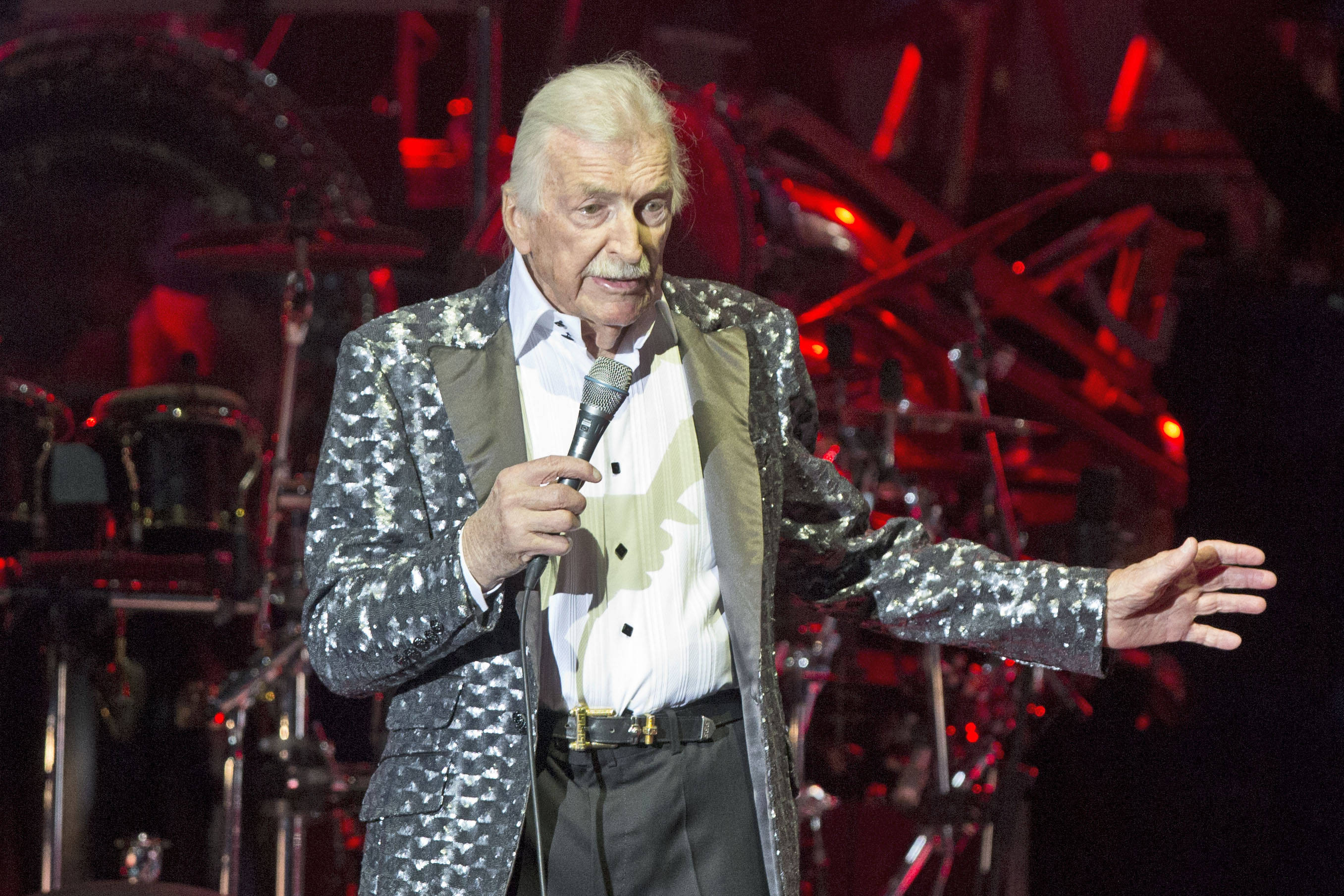 German bandleader and composer James Last performs live during a concert at the O2 World on April 18, 2015 in Berlin, Germany.