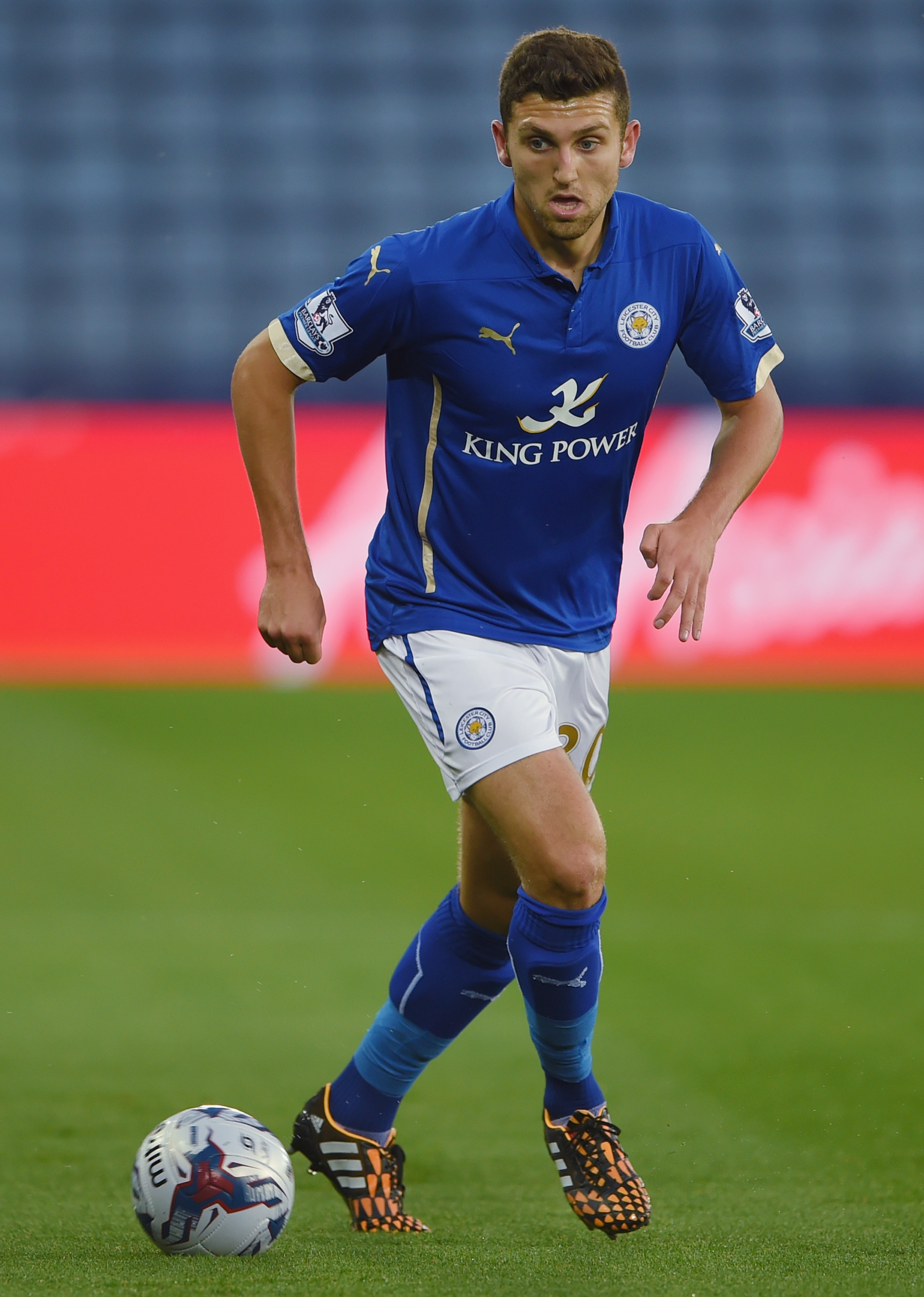 James Pearson of Leicester in action during the Capital One Cup second round match between Leicester City and Shrewsbury Town at The King Power Stadium on Aug. 26, 2014 in Leicester, England.