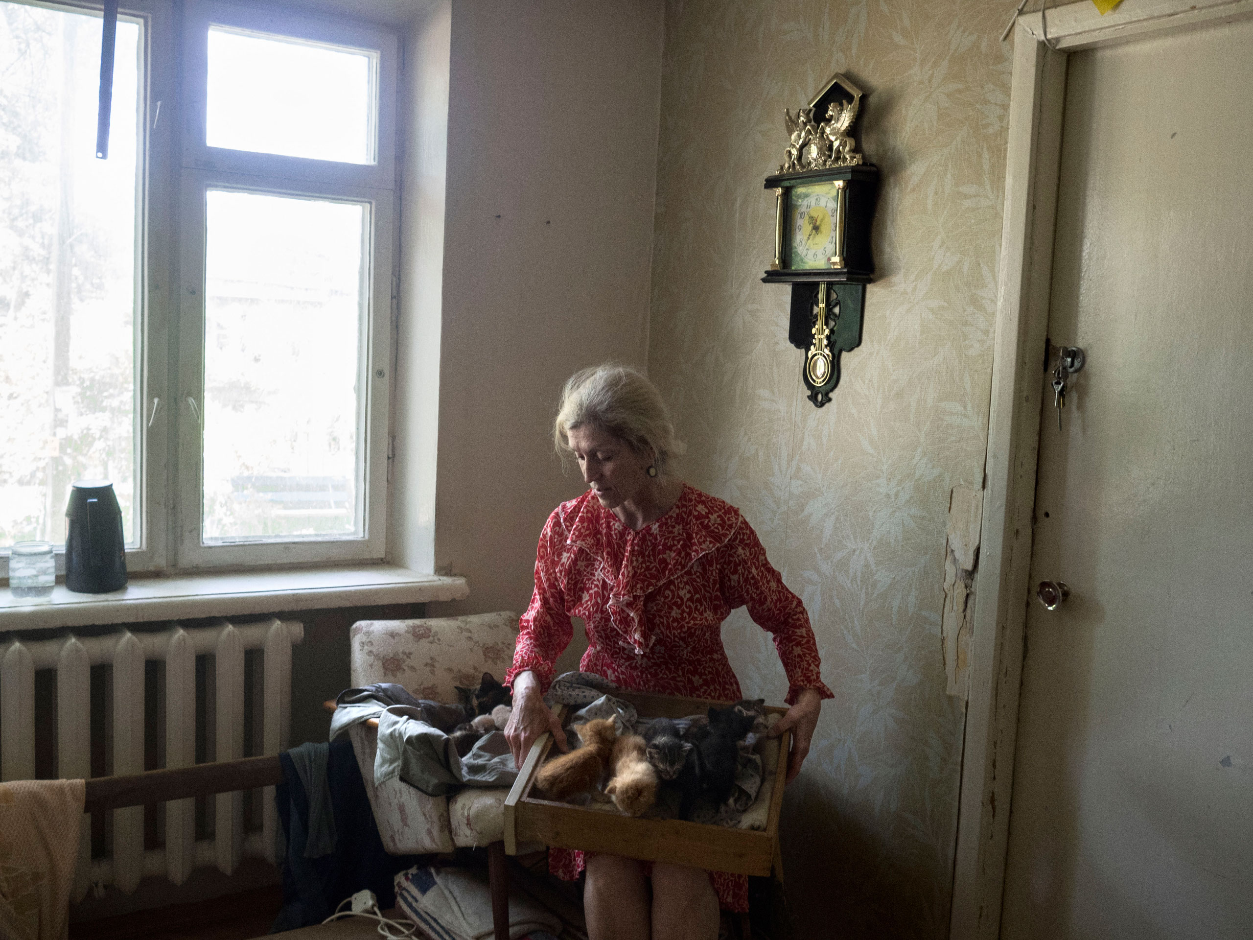 Natalia Vynokurova, a former pianist who used to live in Russia, is jobless and survives selling dishes in the street that she prepares. Mariupol, Ukraine. May 26, 2015.
