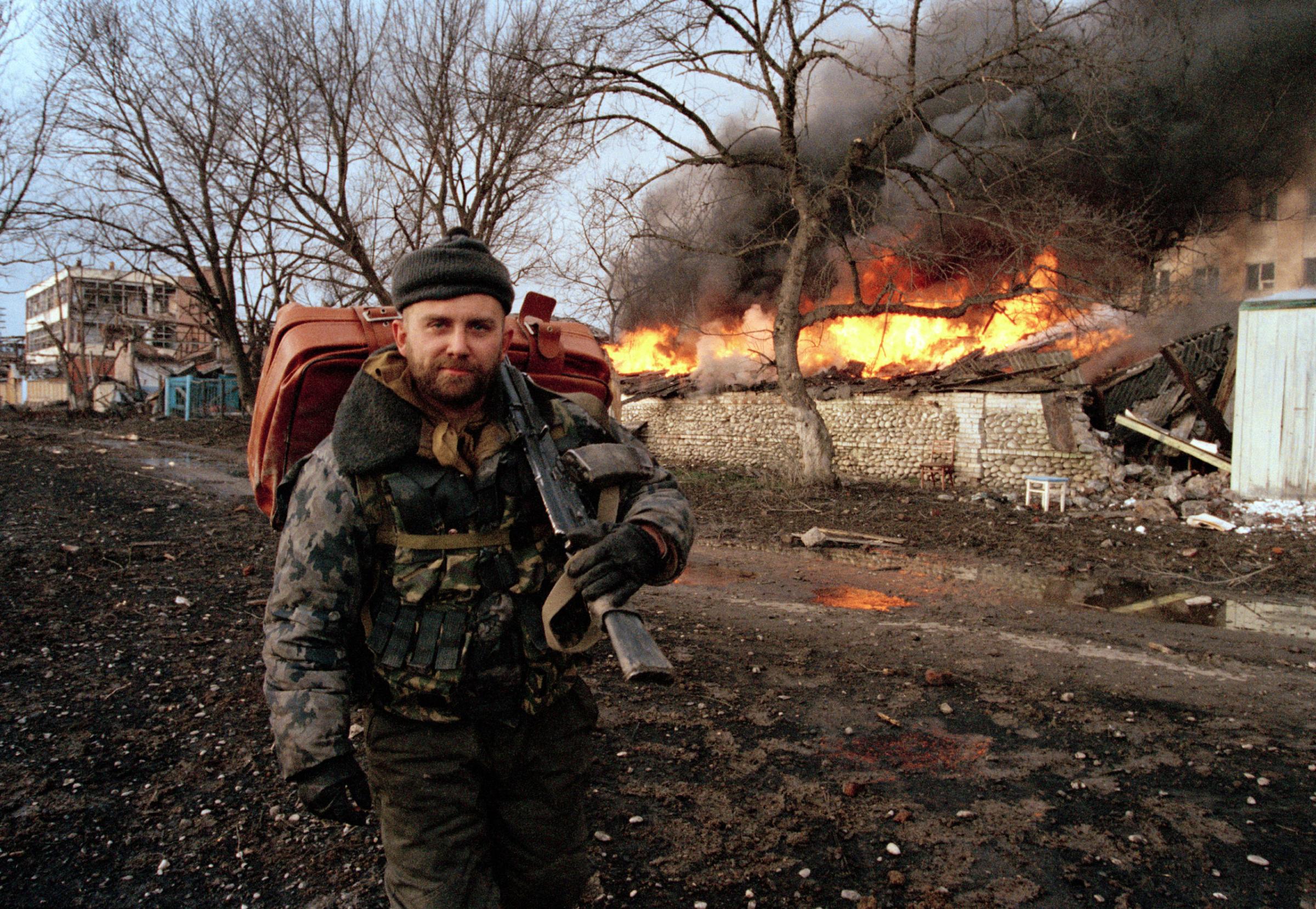 A Russian militia special forces soldier in Grozny, Chechnya, January 2000. Yuri kozyrev—NOOR