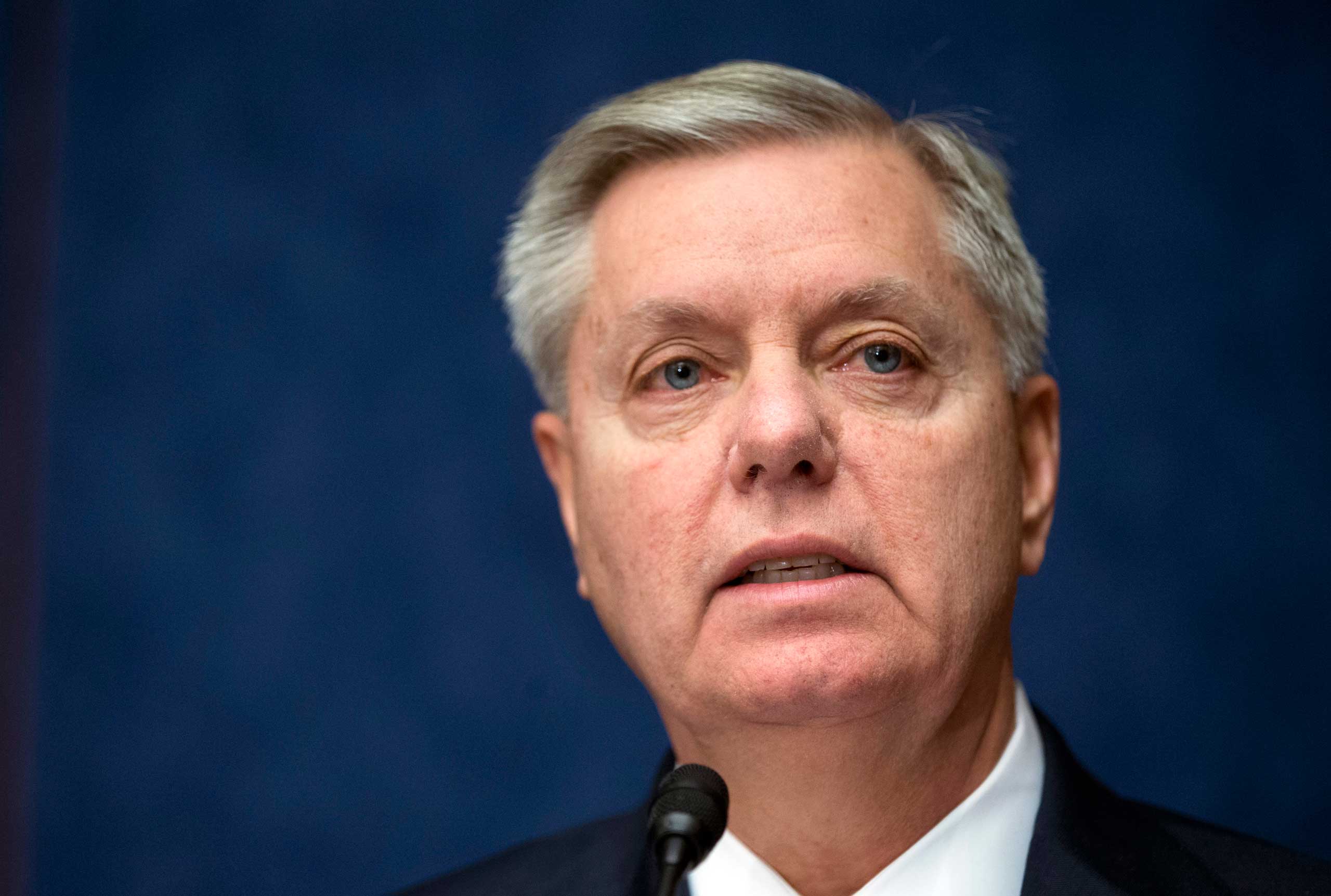 Sen. Lindsey Graham speaks during a discussion hosted by the American Action Forum and the Foreign Policy Initiative on Capitol Hill in Washington on March 12, 2015. (Manuel Balce Ceneta—AP)