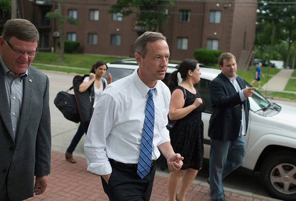 Democratic presidential hopeful and former Maryland Gov. Martin O'Malley arrives for a campaign event at the Sanctuary Pub on June 11, 2015 in Iowa City, Iowa.