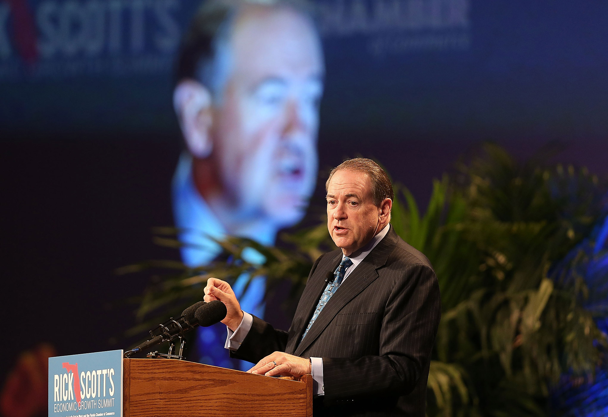 Former Arkansas Governor Mike Huckabee speaks during Rick Scott's Economic Growth Summit held at Disney's Yacht and Beach Club Convention Center on June 2, 2015 in Orlando, Fla. (Joe Raedle—Getty Images)