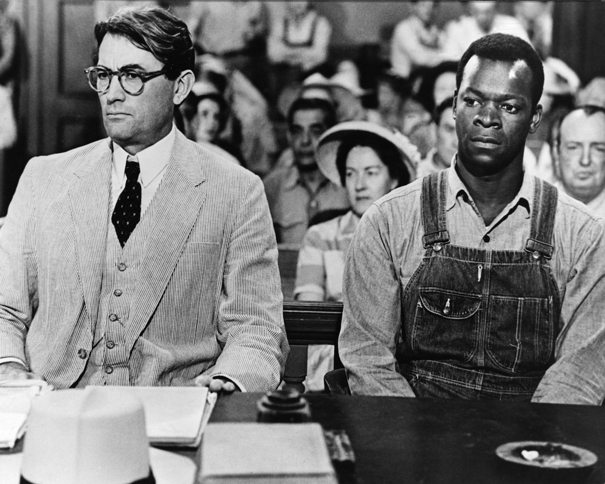 Actors Gregory Peck as Atticus Finch and Brock Peters as Tom Robinson in the film 'To Kill a Mockingbird', 1962. (Silver Screen Collection/Getty Images)