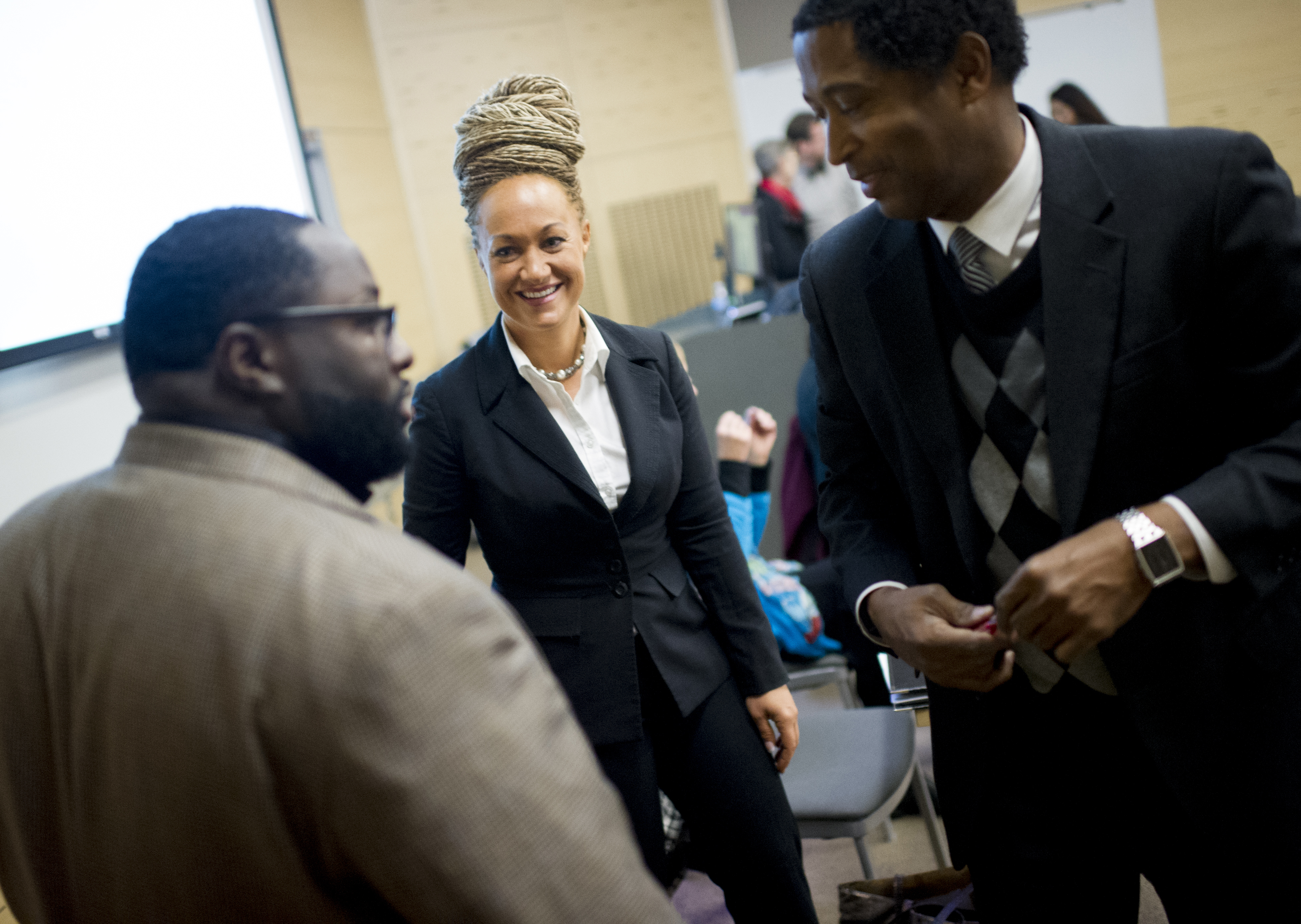 Rachel Dolezal before the start of a Black Lives Matter Teach-In on Public Safety and Criminal Justice  at EWU in Cheney, Wash., on Jan. 16, 2015 (Tyler Tjomsland—AP)