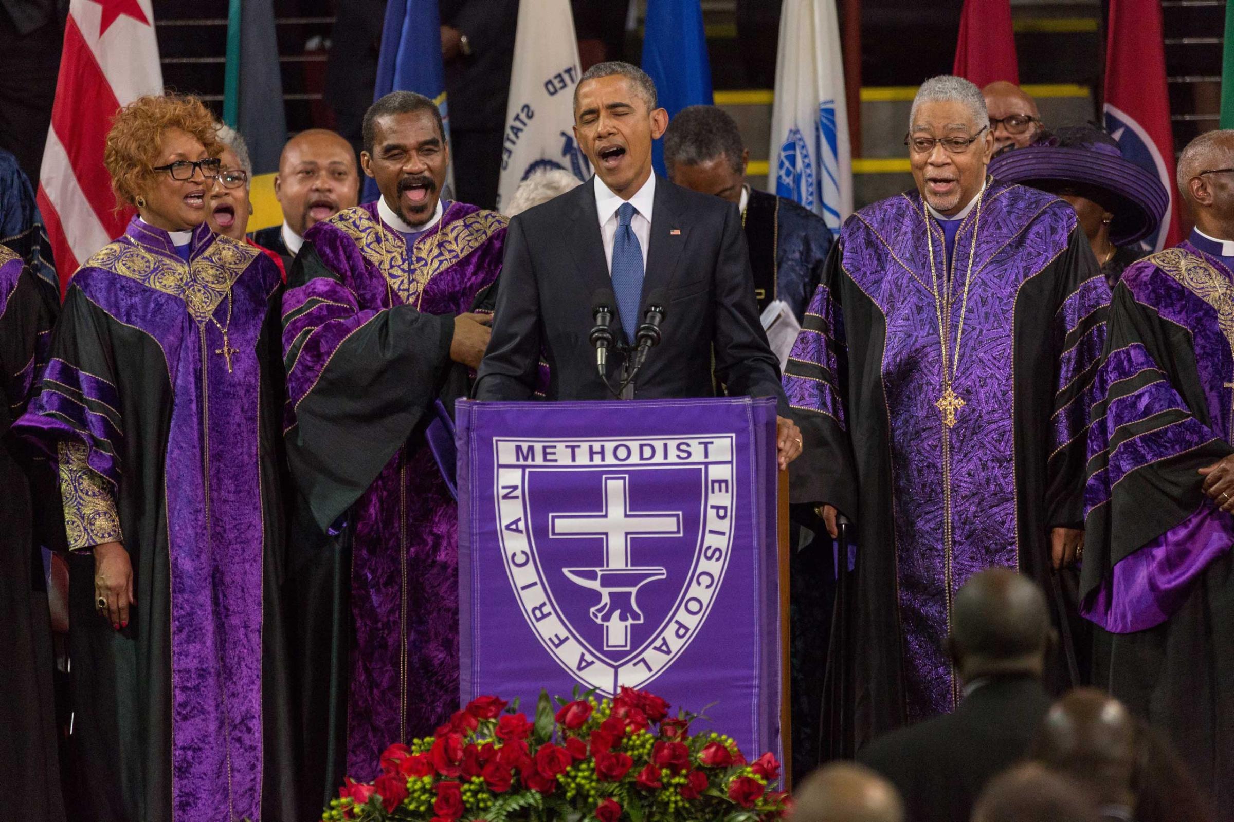 President Barack Obama at Funeral for Charleston Nine Massacre Victims