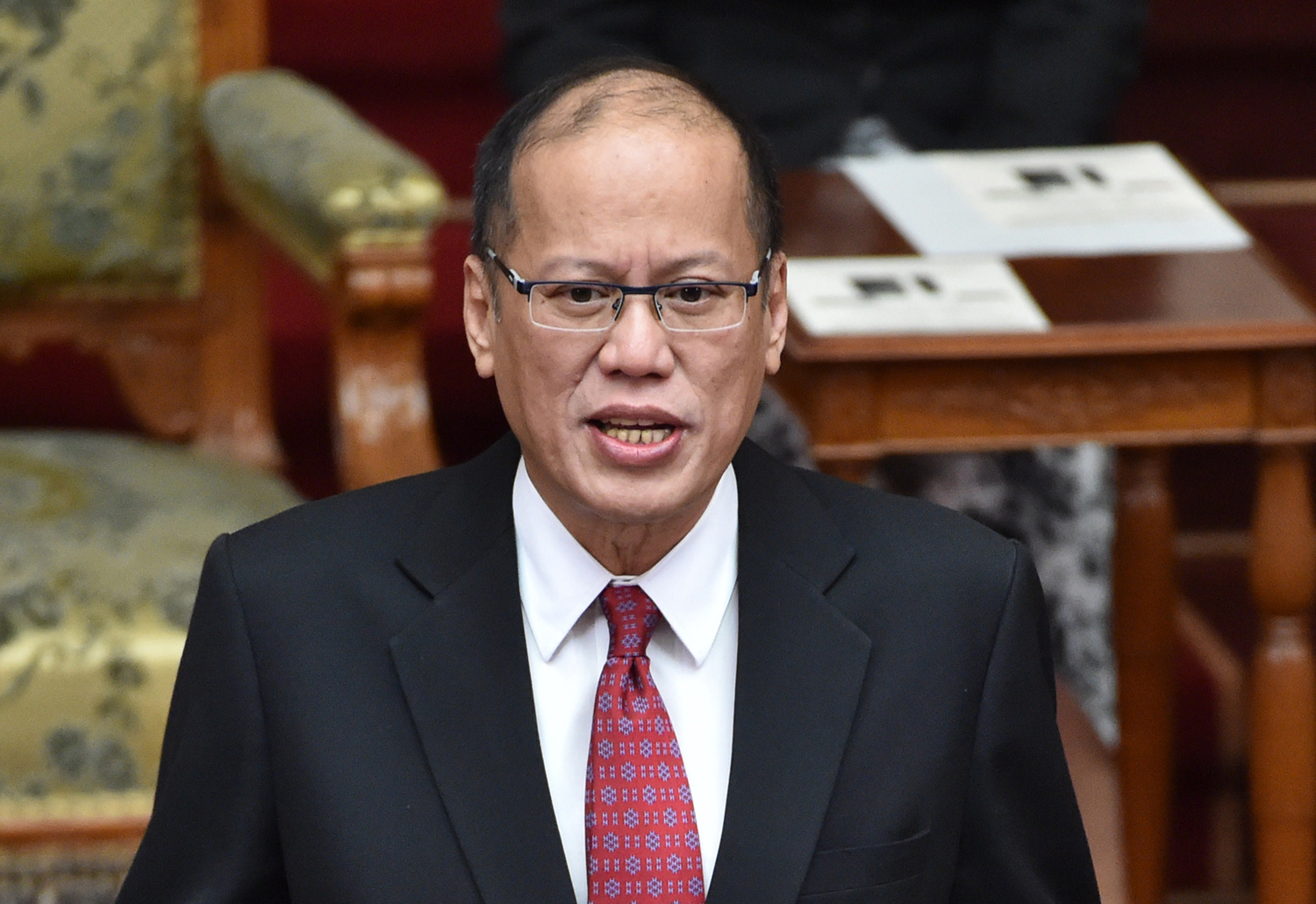 Philippine President Benigno Aquino delivers a speech in the Japanese parliament during his visit to Tokyo on June 3, 2015. (Kazuhiro Nogi — AFP/Getty Images)