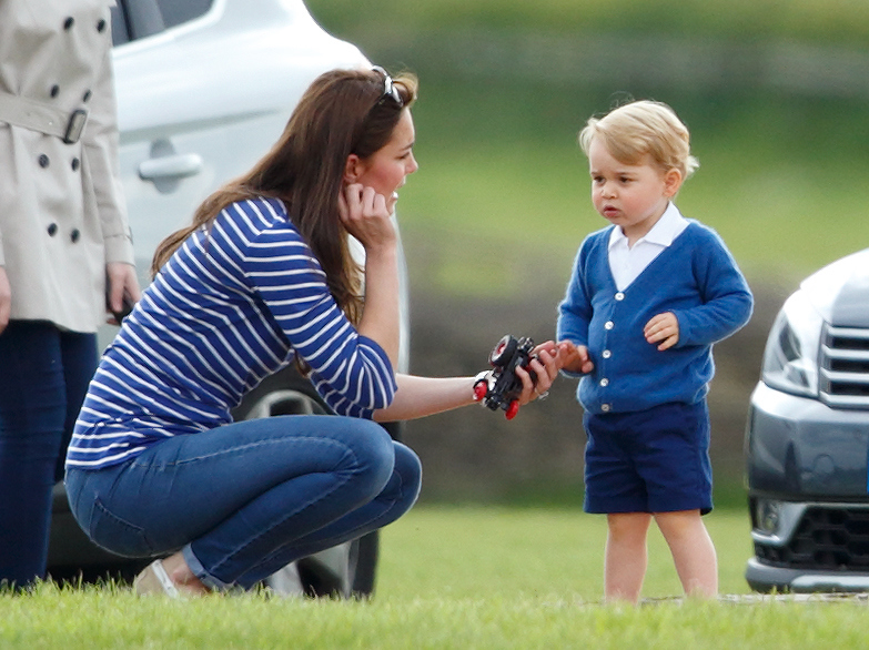 Catherine, Duchess of Cambridge and Prince George of Cambridge attend the Gigaset Charity Polo Match at the Beaufort Polo Club on June 14, 2015 in Tetbury, England.