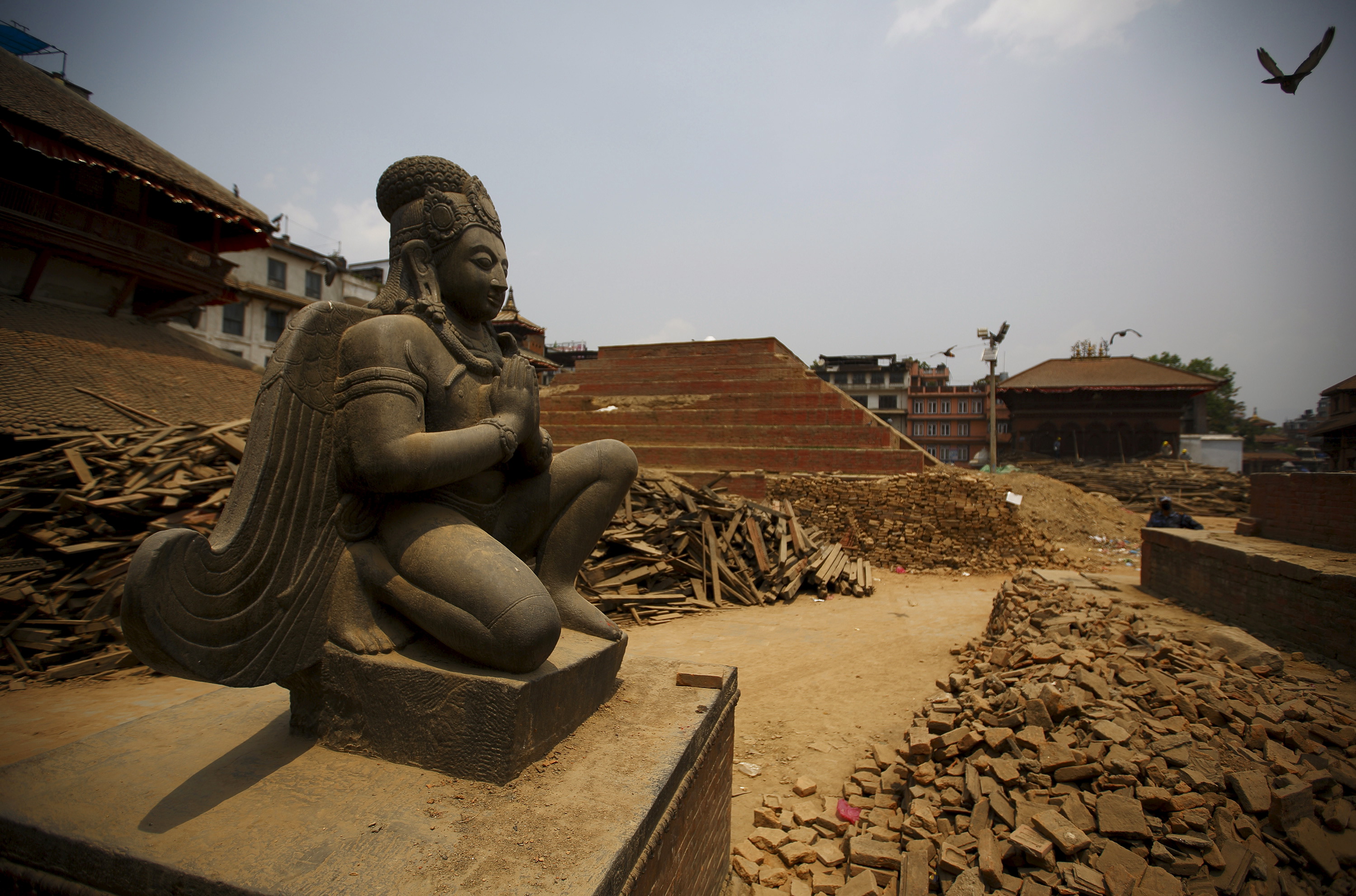 Remains of a collapsed temple are pictured at Bashantapur Durbar Square