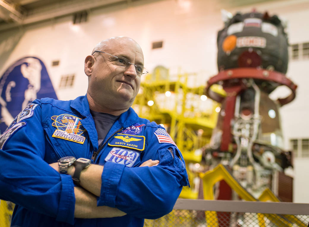 Looking good: A healthy and well-vaccinated Scott Kelly on March 23, 2015, six days before launch