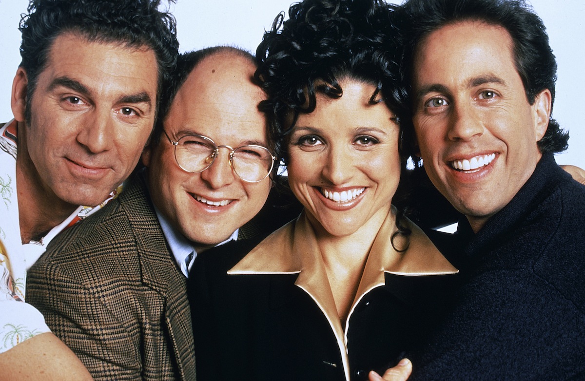Michael Richards as Cosmo Kramer, Jason Alexander as George Costanza, Julia Louis-Dreyfus as Elaine Benes, Jerry Seinfeld as Jerry Seinfeld (Andrew Eccles—NBC/Getty Images)