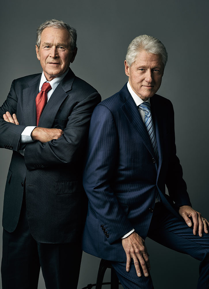 Presidents George W. Bush and Bill Clinton photographed at the George W. Bush Presidential Library in Dallas, Texas, July 9, 2015. From  Game of Thrones.  August 3, 2015 issue.