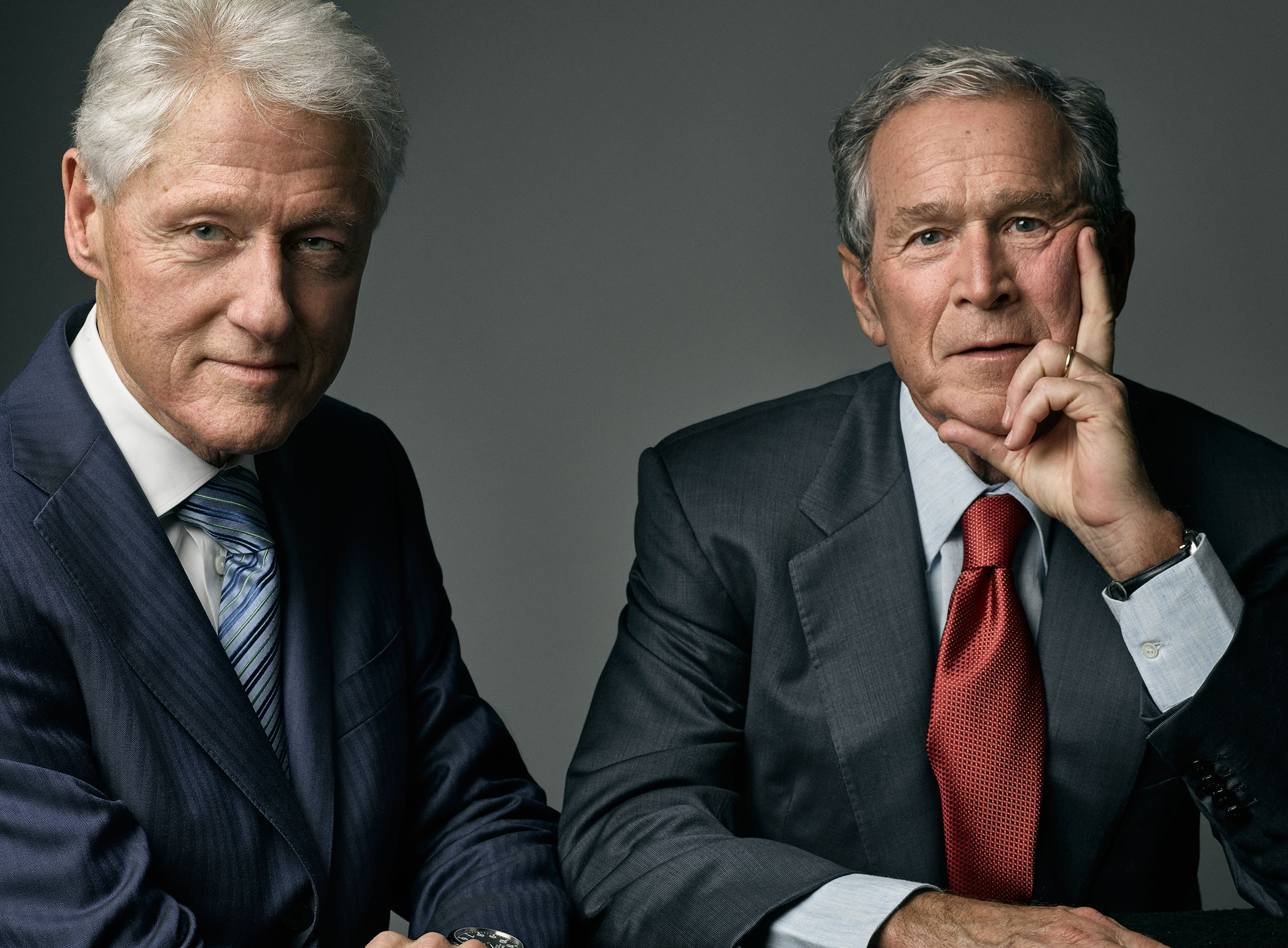 Presidents George W. Bush and Bill Clinton photographed at the George W. Bush Presidential Library in Dallas, Texas, July 9, 2015. From  Game of Thrones.  August 3, 2015 issue.