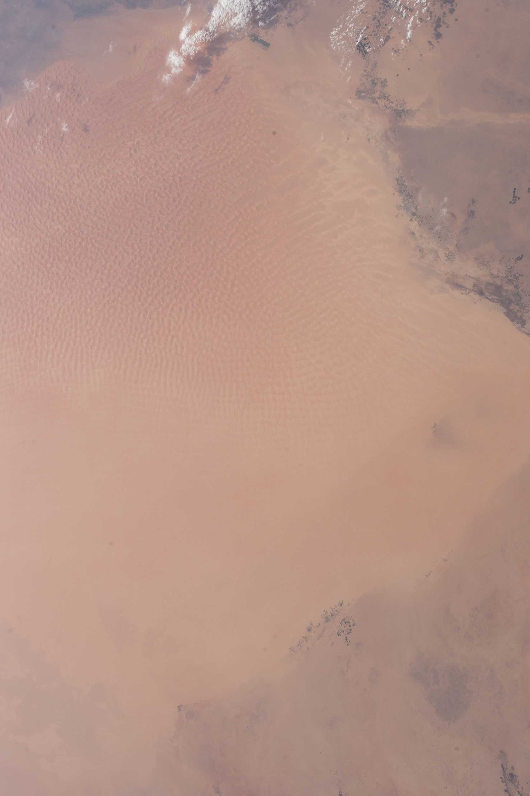 This huge Desert in northern Africa is an image tweeted by NASA astronaut Terry Virts on Feb. 11, 2015 from the International Space Station. He wanted to share with his Twitter fans the enormous size of the Murzuq Desert