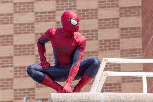Spiderman attends "The Amazing Spider-Man 2" Be Amazing Day Volunteer Day at I.S. 145 Joseph Pulitzer on April 25, 2014 in the Queens borough of New York City. (Mike Pont—Getty Images)