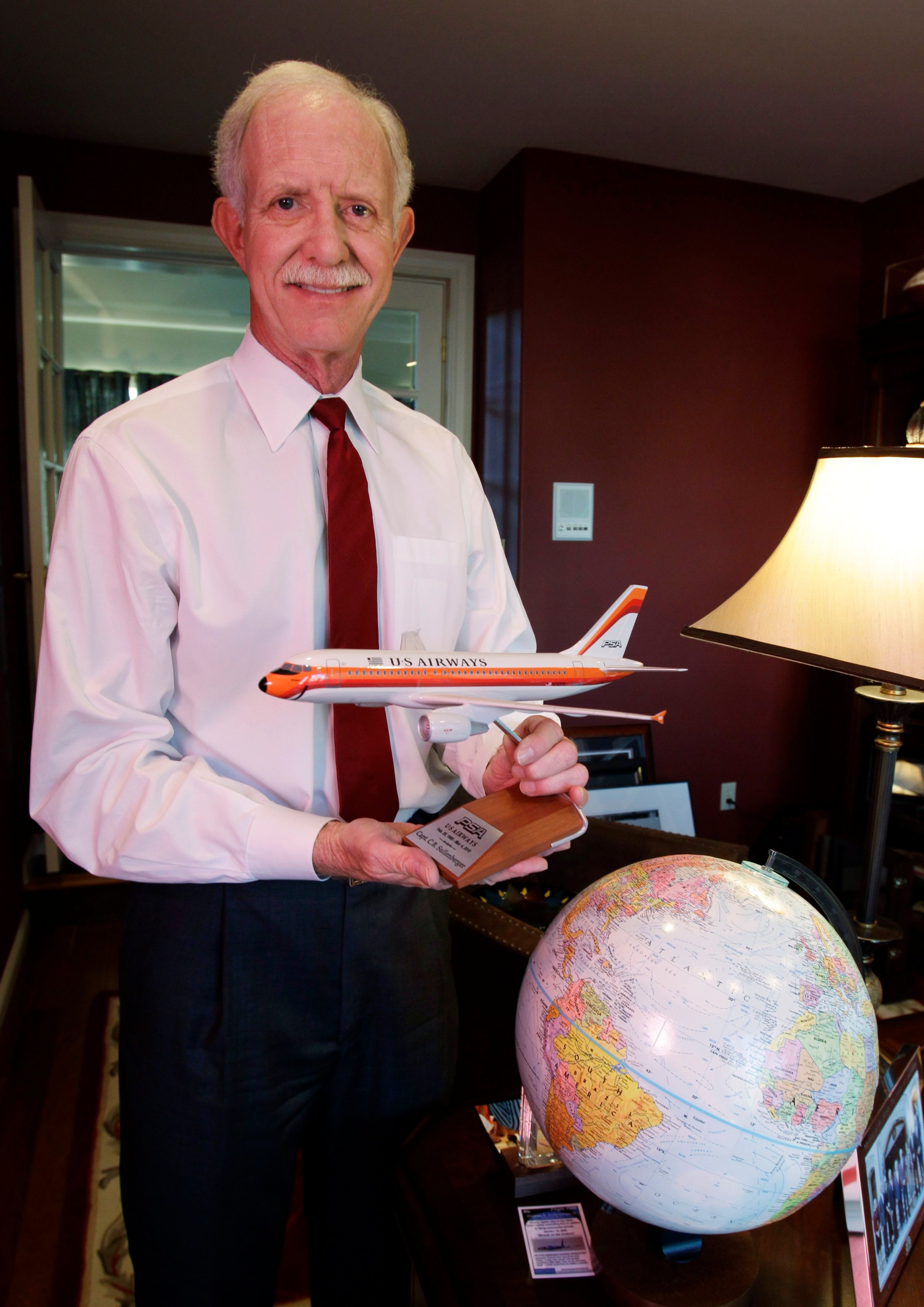 Chesley "Sully" Sullenberger captain of the US Airways flight #5149 that landed in New York's Hudson River in 2009, poses in his office at his home in Danville, Calif on Jan. 10. 2011.