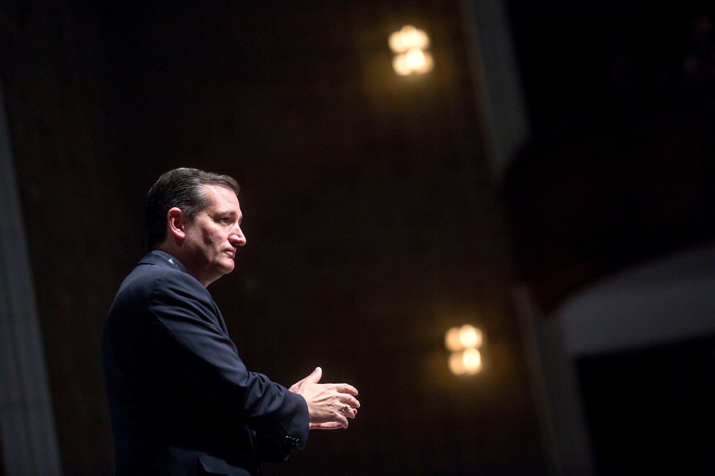 Senator Ted Cruz, a Republican from Texas and U.S. 2016 presidential candidate, pauses while speaking during the South Carolina Freedom Summit hosted by Citizens United and Congressman Jeff Duncan in Greenville, South Carolina, U.S., on May 9, 2015.