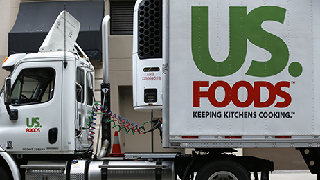 A US. Foods truck is shown on delivery in in San Diego