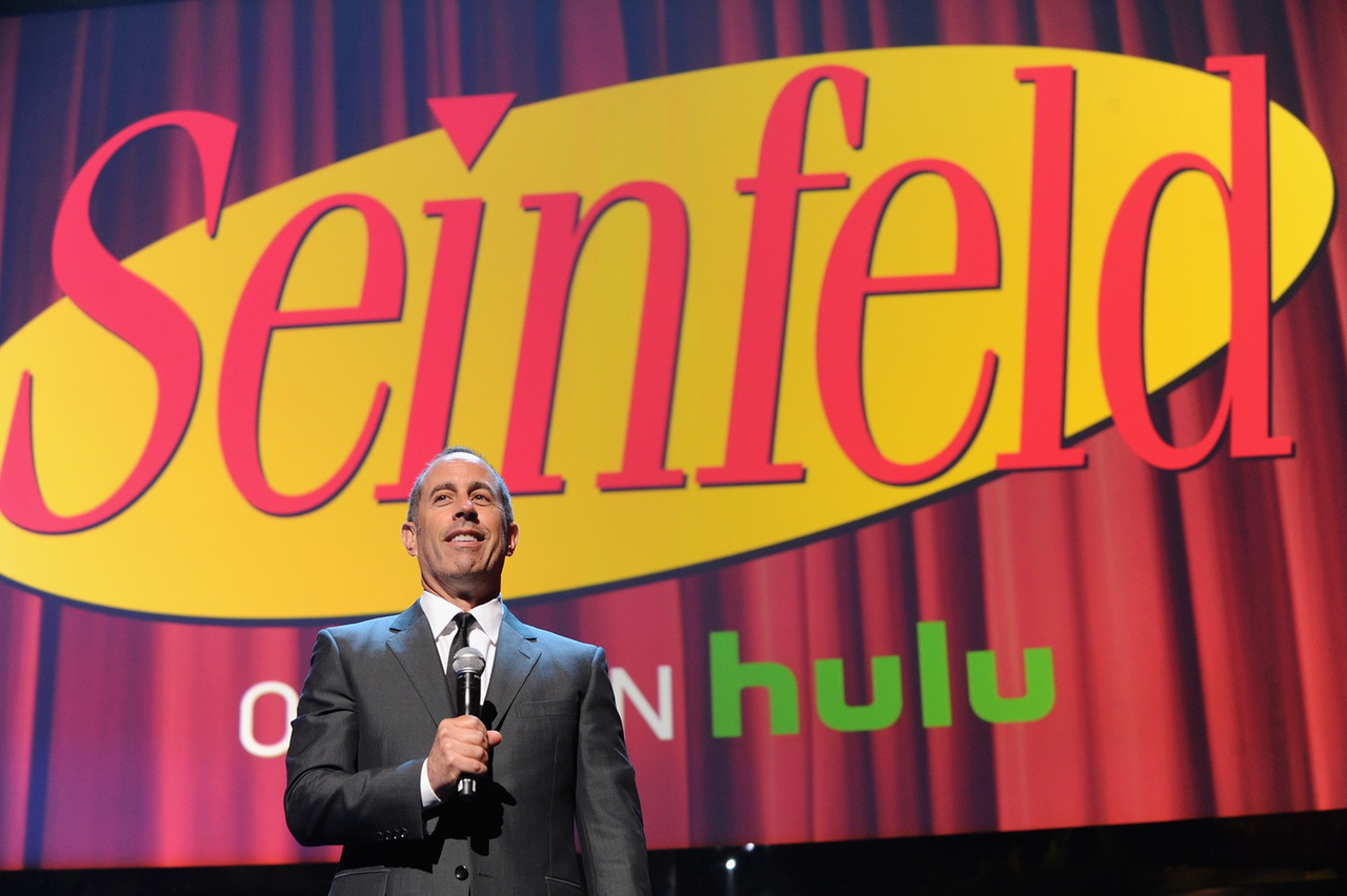 Jerry Seinfeld speaks onstage at the 2015 Hulu Upfront Presentation at Hammerstein Ballroom on April 29, 2015 in New York City. (Craig Barritt&mdash;2015 Getty Images)