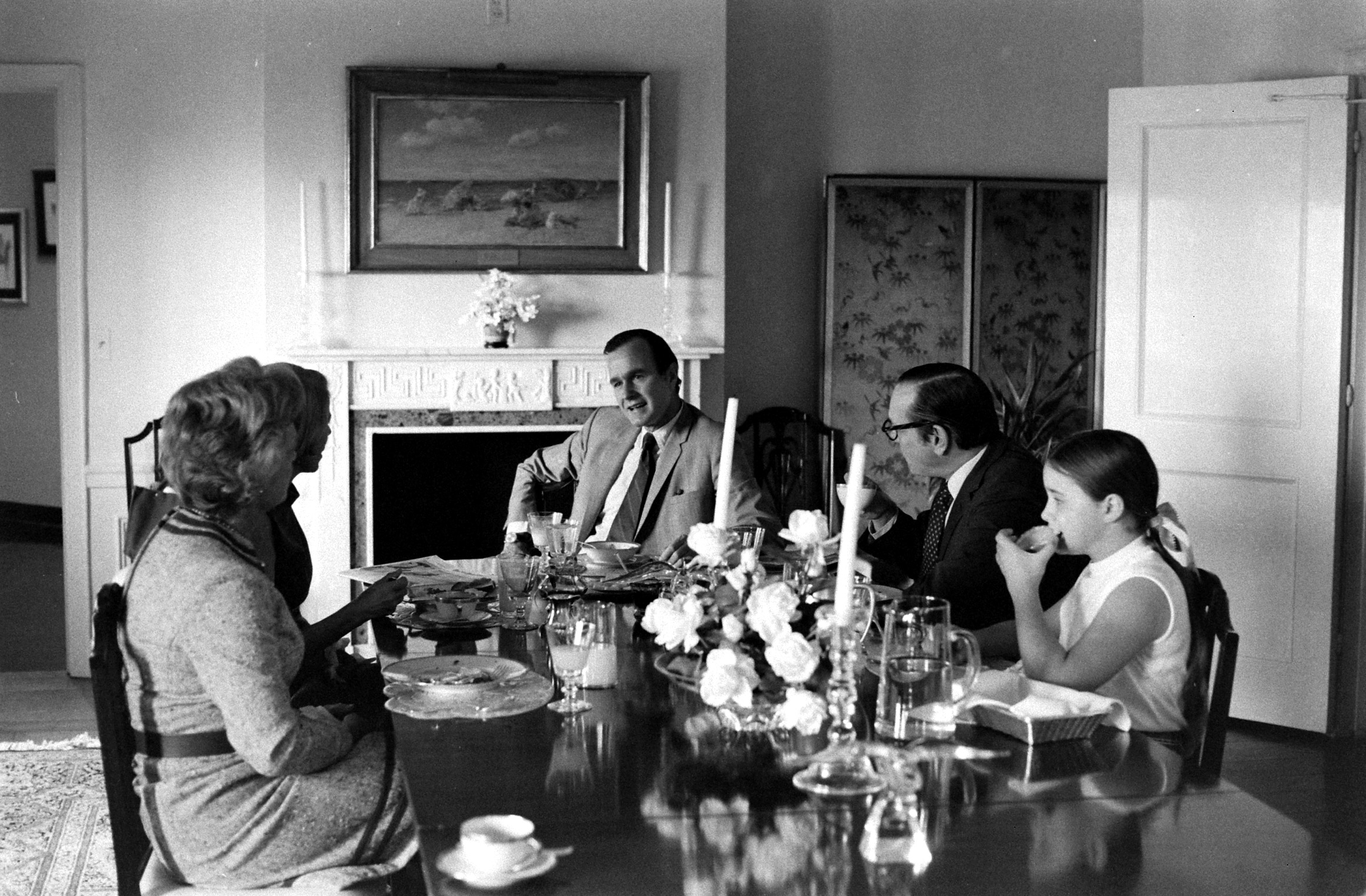George H.W. Bush and family at home in 1971.