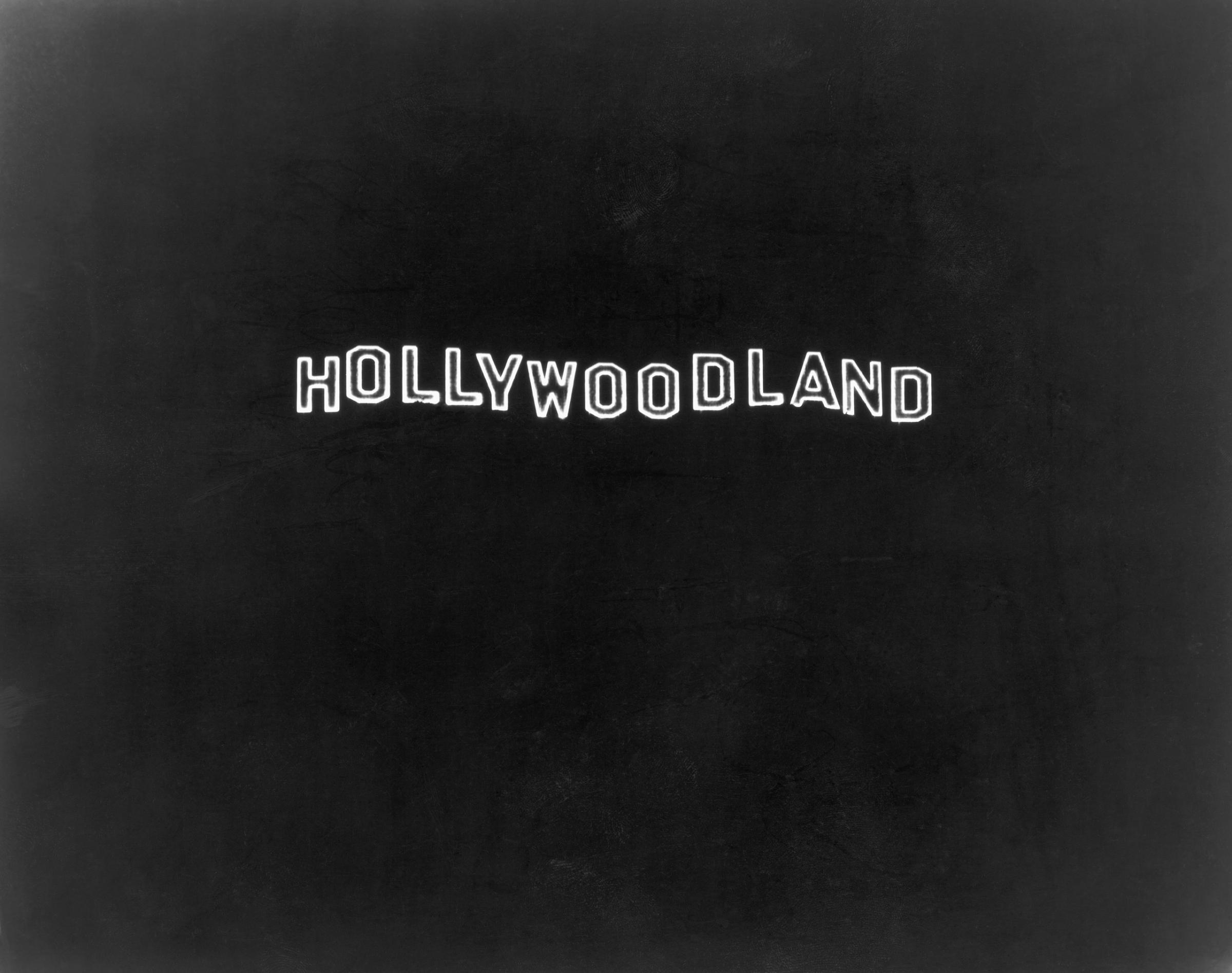 Hollywoodland sign at night, 1928.