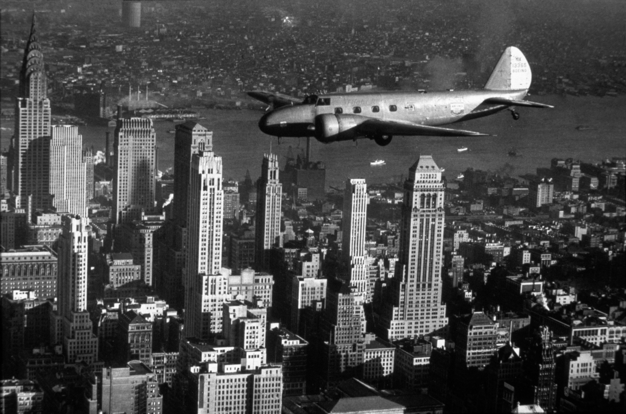 Boeing Model 247D in Flight over New York City