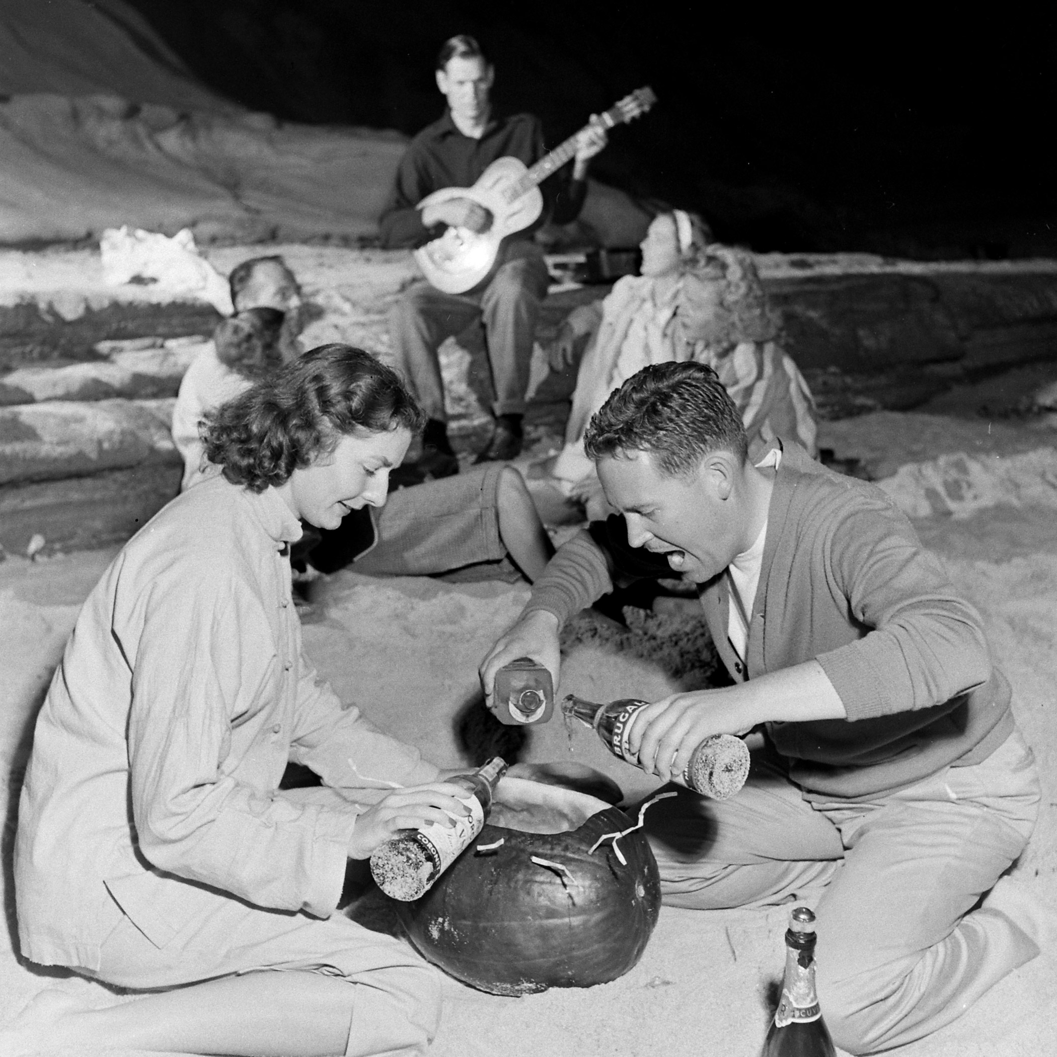 Spiked watermelon beach party in San Diego, 1948.