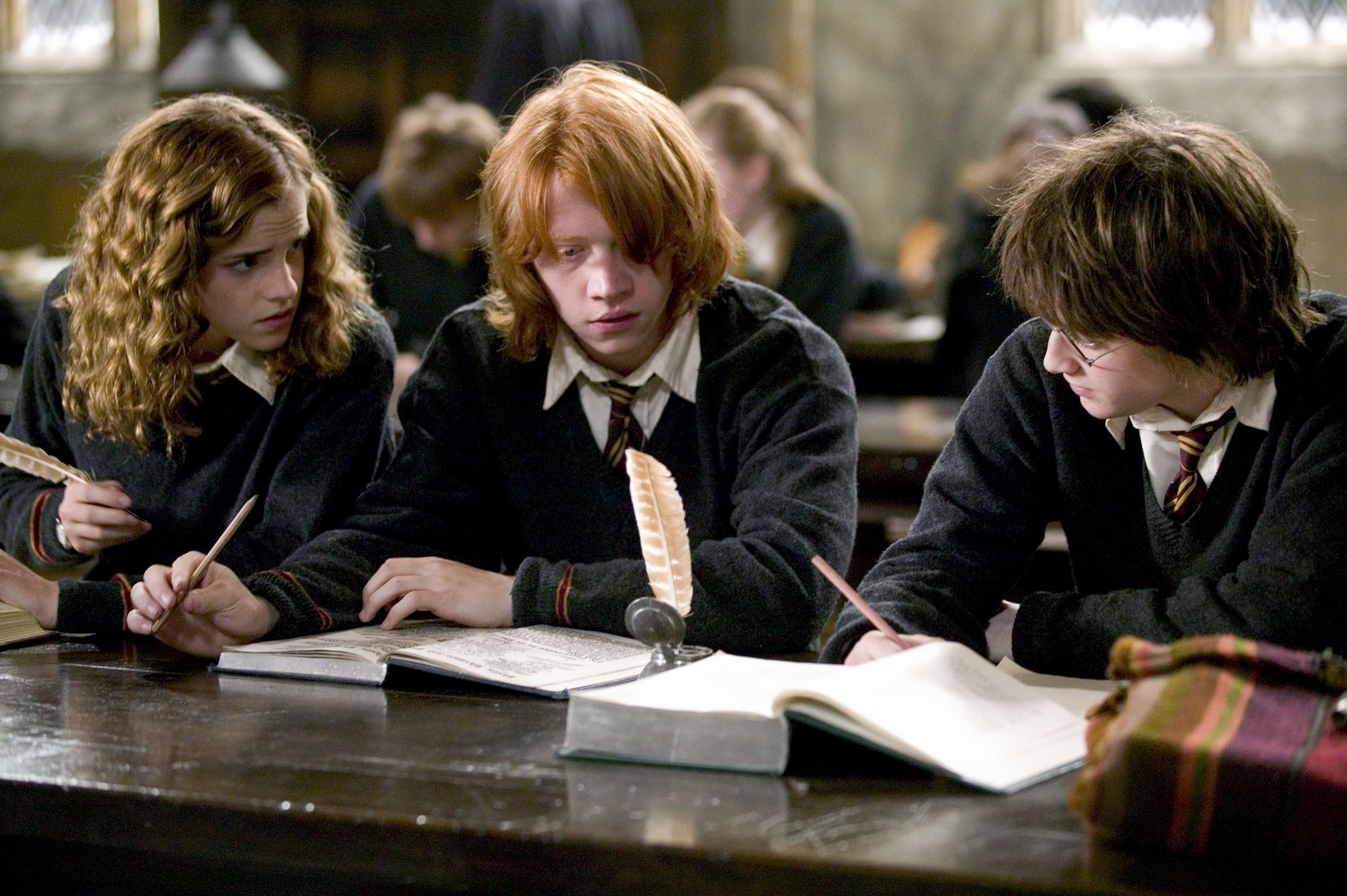 Emma Watson, Rupert Grint and Daniel Radcliffe in "Harry Potter and The Goblet of Fire" (Warner Bros.—courtesy Everett Collection)