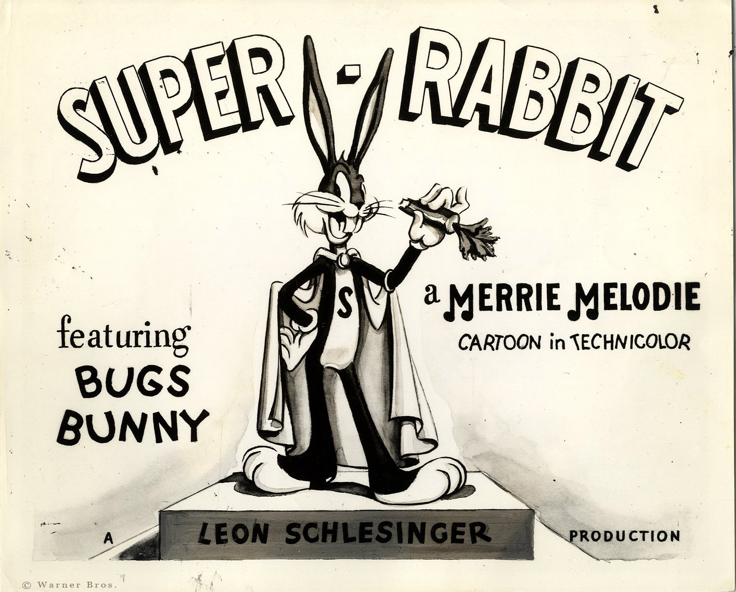 Original lobby card for the 1943 Chuck Jones directed "Super Rabbit"