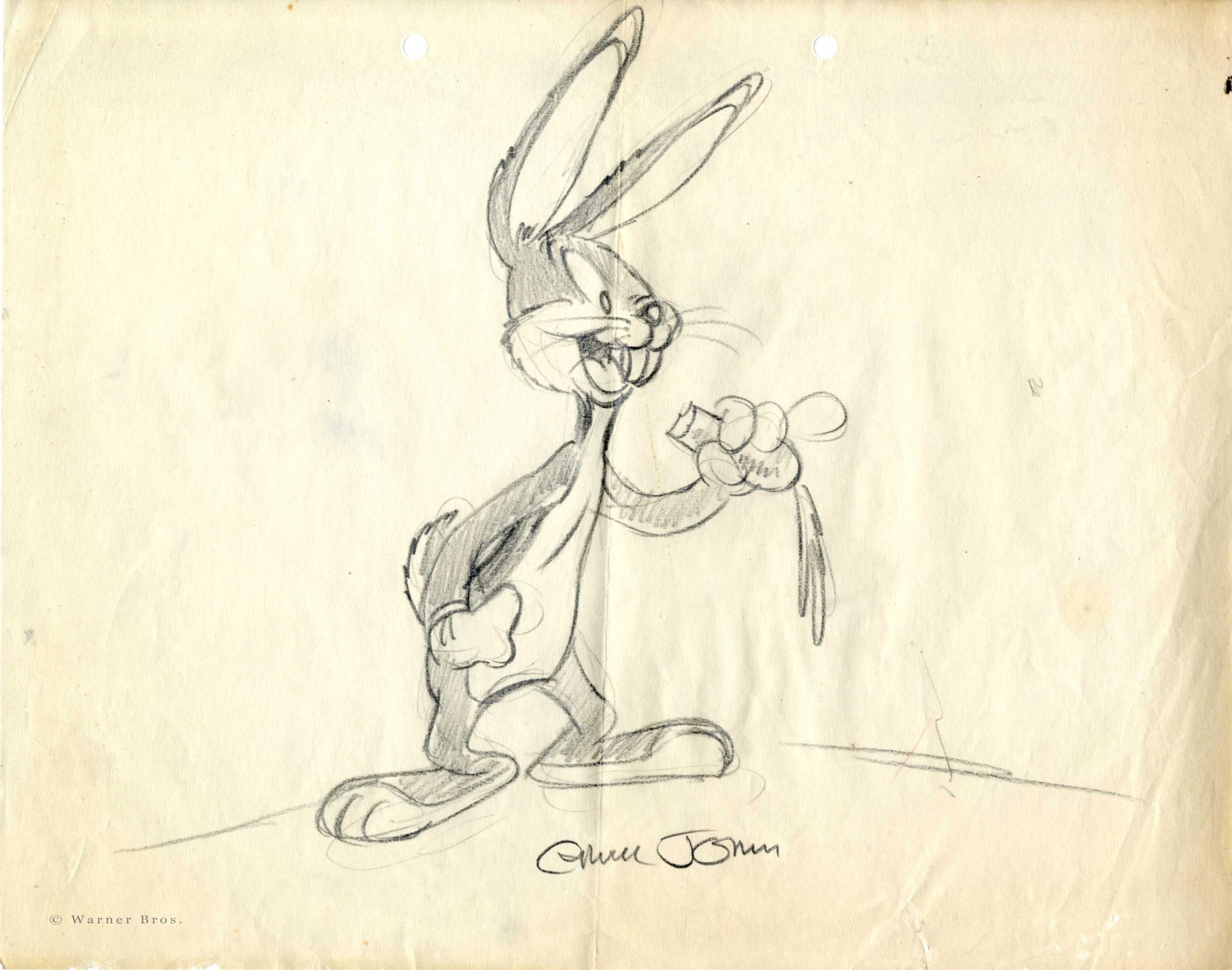 Original production layout drawing by Chuck Jones for his 1943 short cartoon, "Super Rabbit"