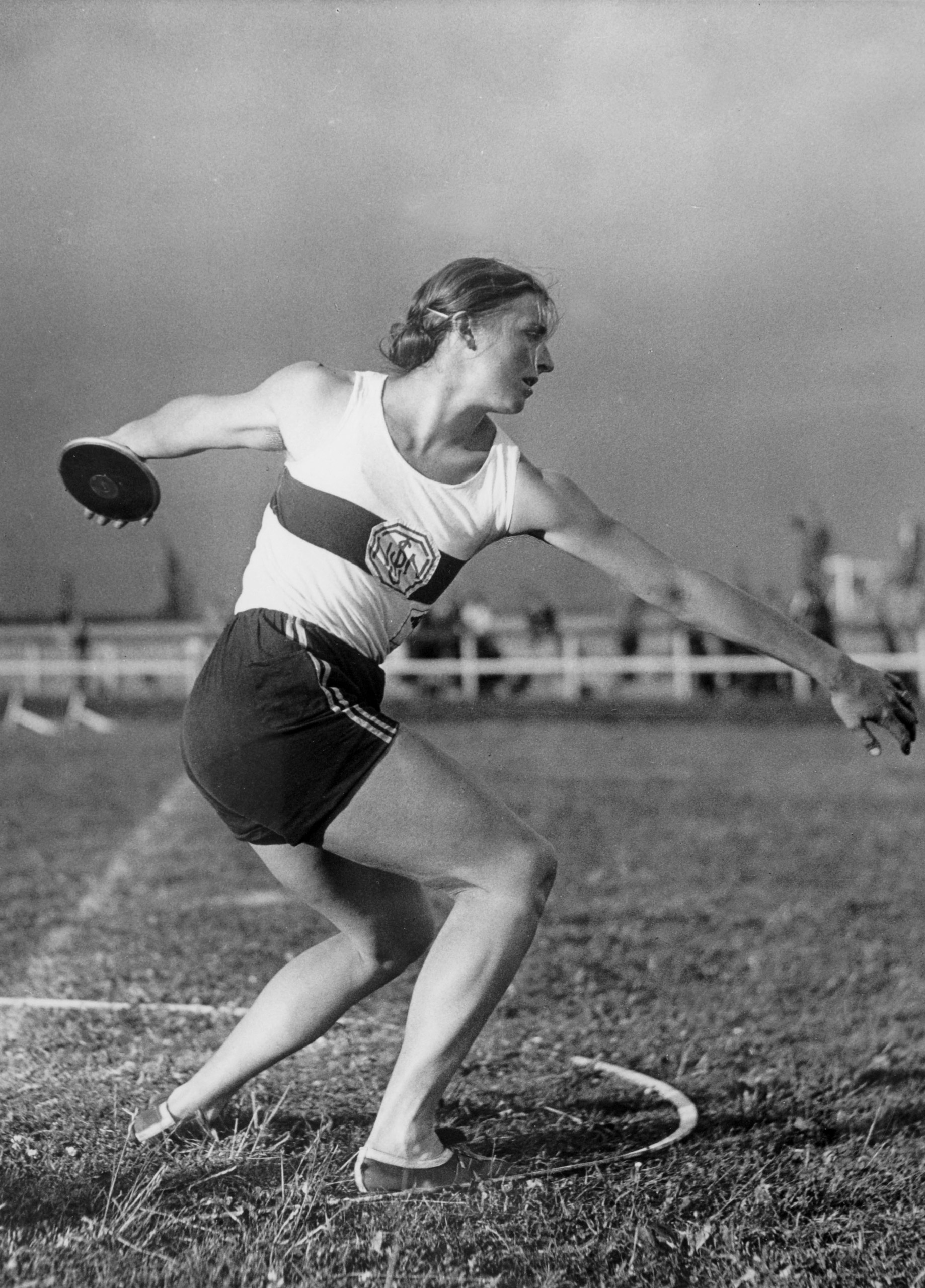 Gisela Mauermayer, Germany, winner of the gold medal in the Discus event at the 1936 Olympic Games.