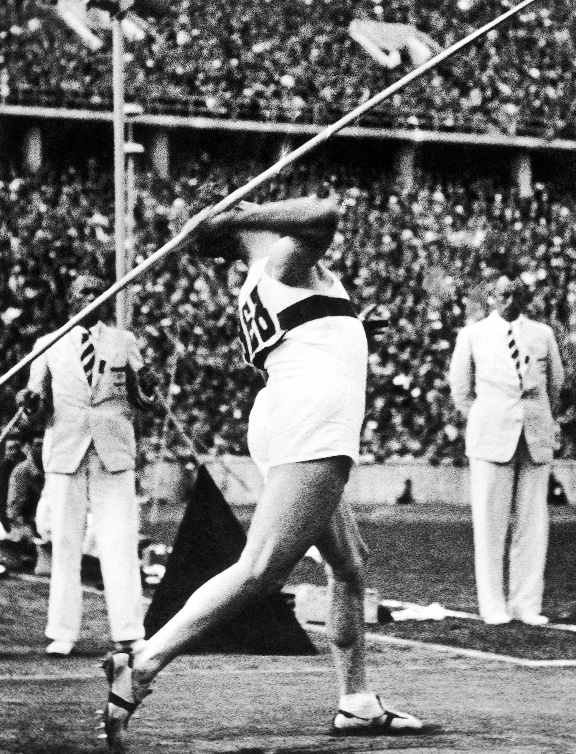 Winner of the men's javelin throw event at the Summer Olympic Games, German athlete Gerhard Stoeck in action on August 6, 1936 in Berlin, Germany.