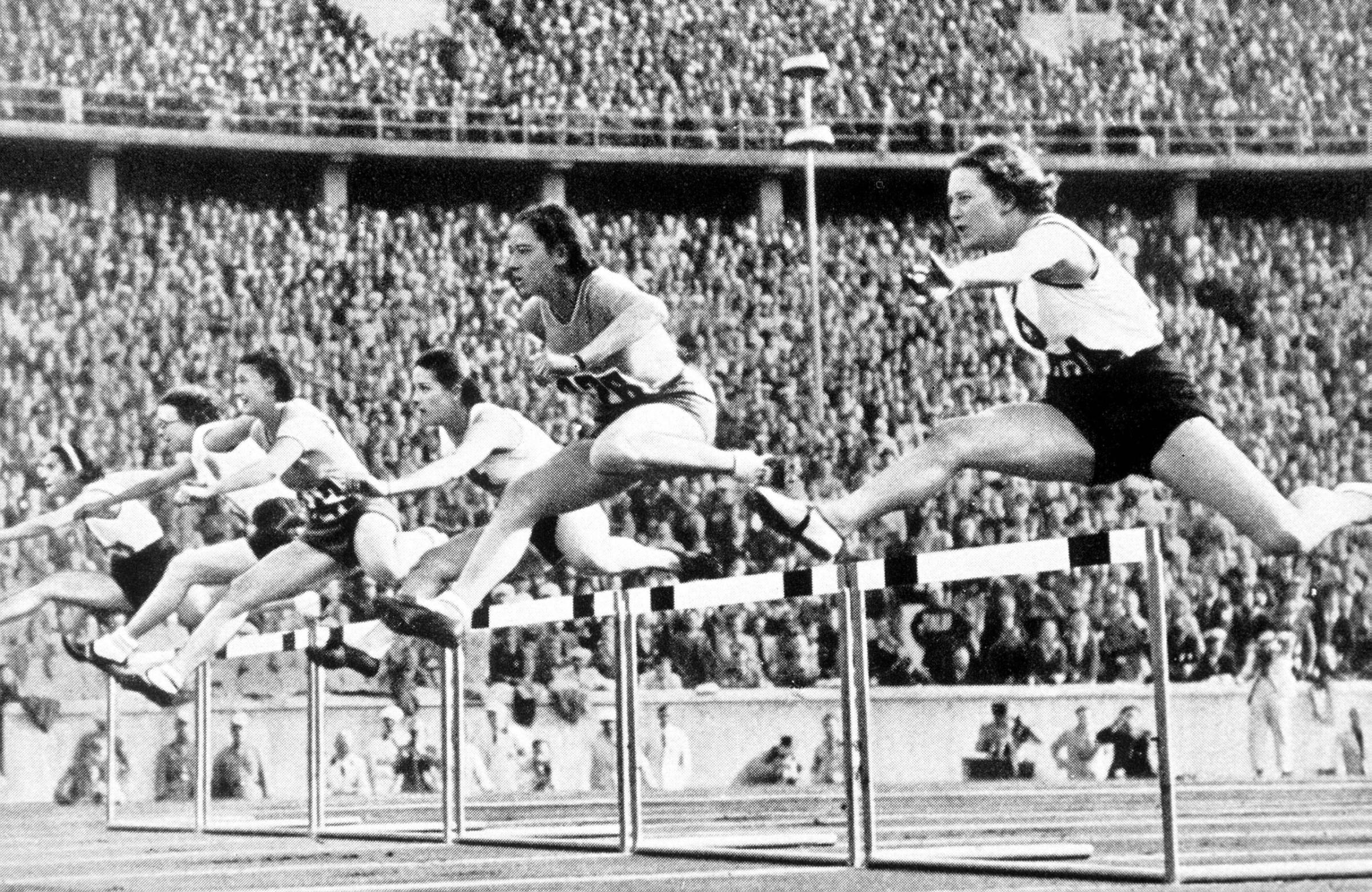 1936 Olympic Games, Berlin, Germany. Women's 80 Metres Hurdles, The start of the race which was won by Valle of Italy.