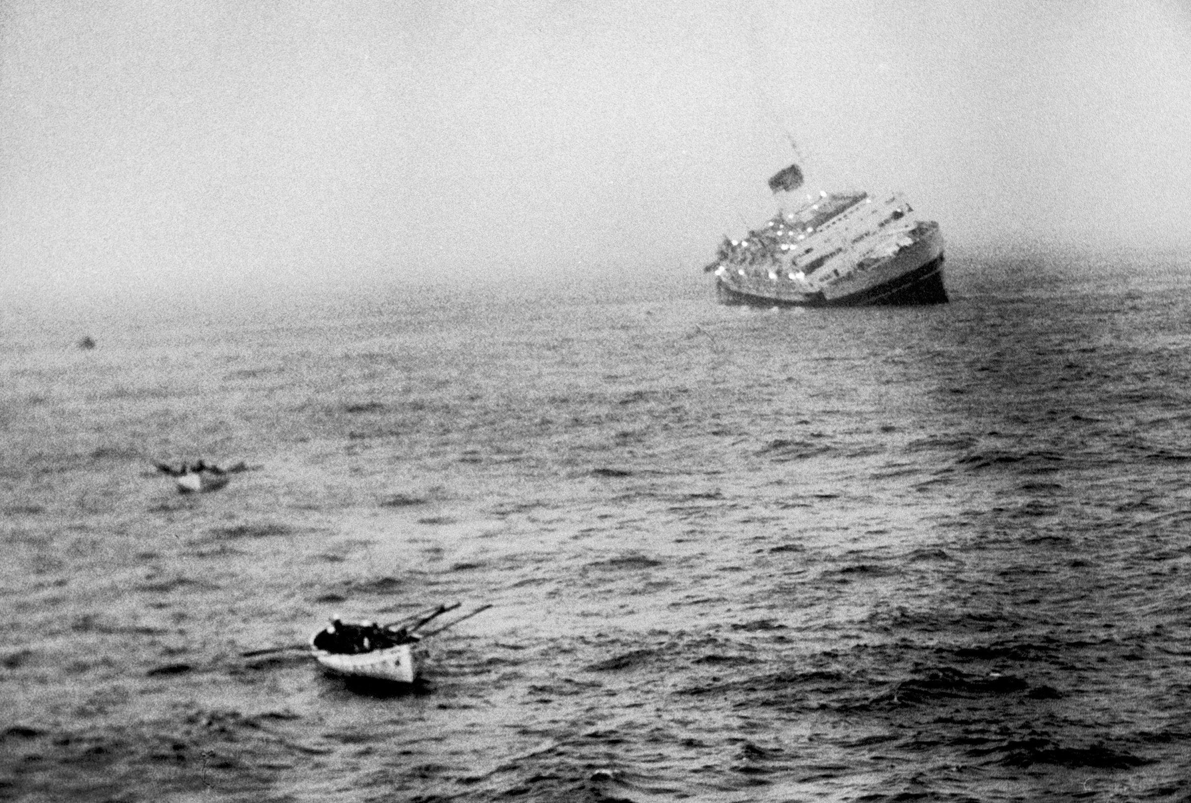 Italian liner Andrea Doria sinking in At