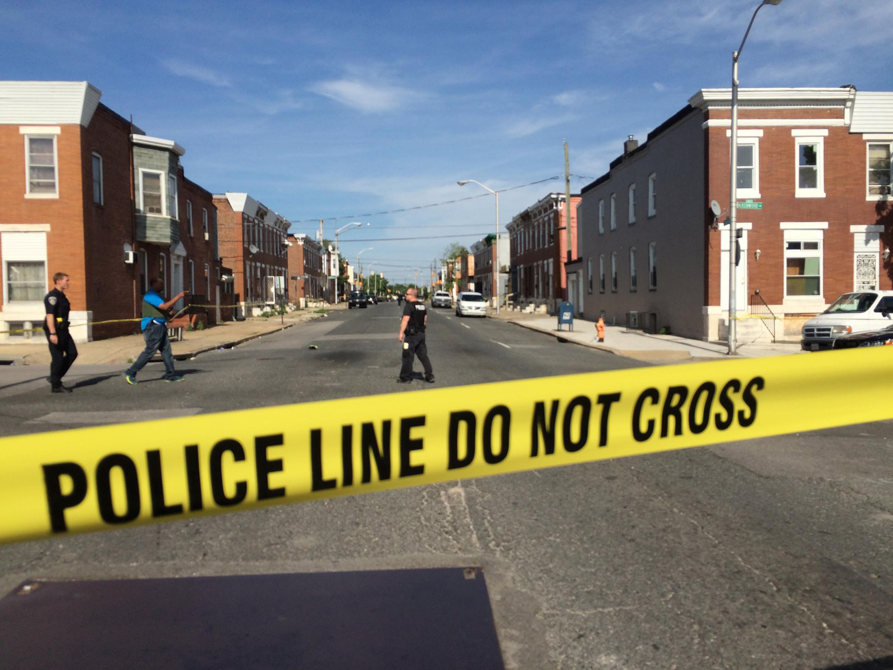 Madison Street is blocked by police due to a barricade situation on May 20, 2015 in Baltimore. (Karl Merton—Baltimore Sun/Getty Images)